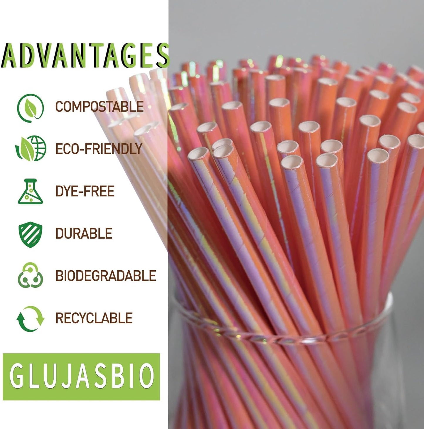 Short Paper Cocktail Straws Disposable, Iridescent Pink - 5.75 Inch Sip Stirrers, Drinking Straw for Wedding, Birthday Party,Bar, Restaurants