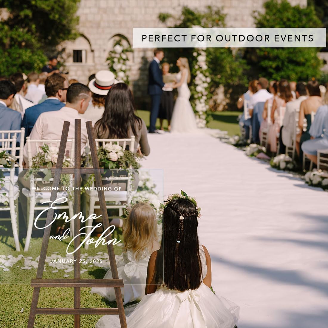 Andaz Press Custom Large Wedding Acrylic Sign, 16 x 24 Inches, Welcome Custom Script, Personalized Sign, Wedding Welcome Sign For Modern Theme Bienvenidos a Nuestra Boda