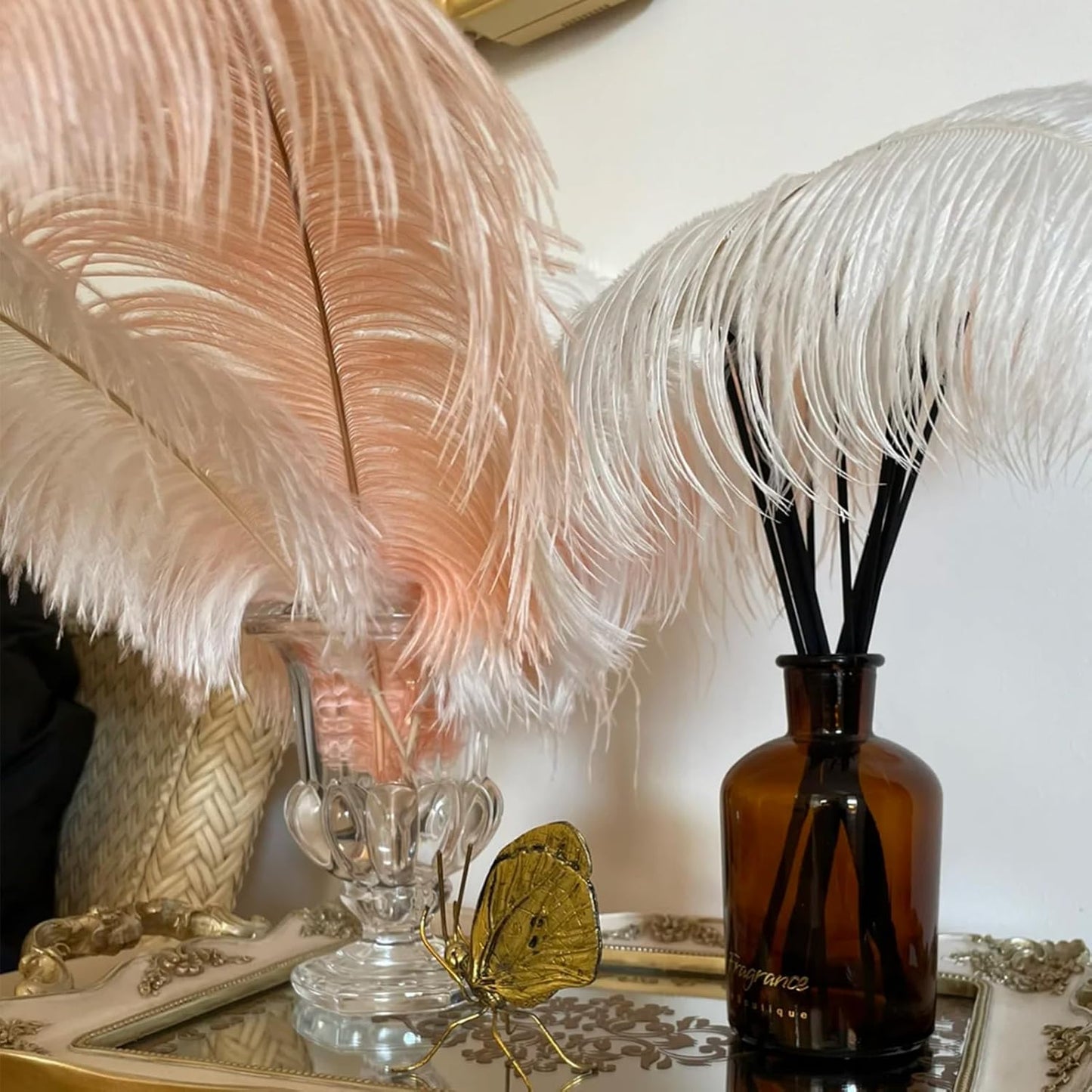 Happy Feather 16-18 inch Pink Ostrich Feathers Cratfs for Wedding Party Centerpieces Home Decoration DIY Craft Pack of 10