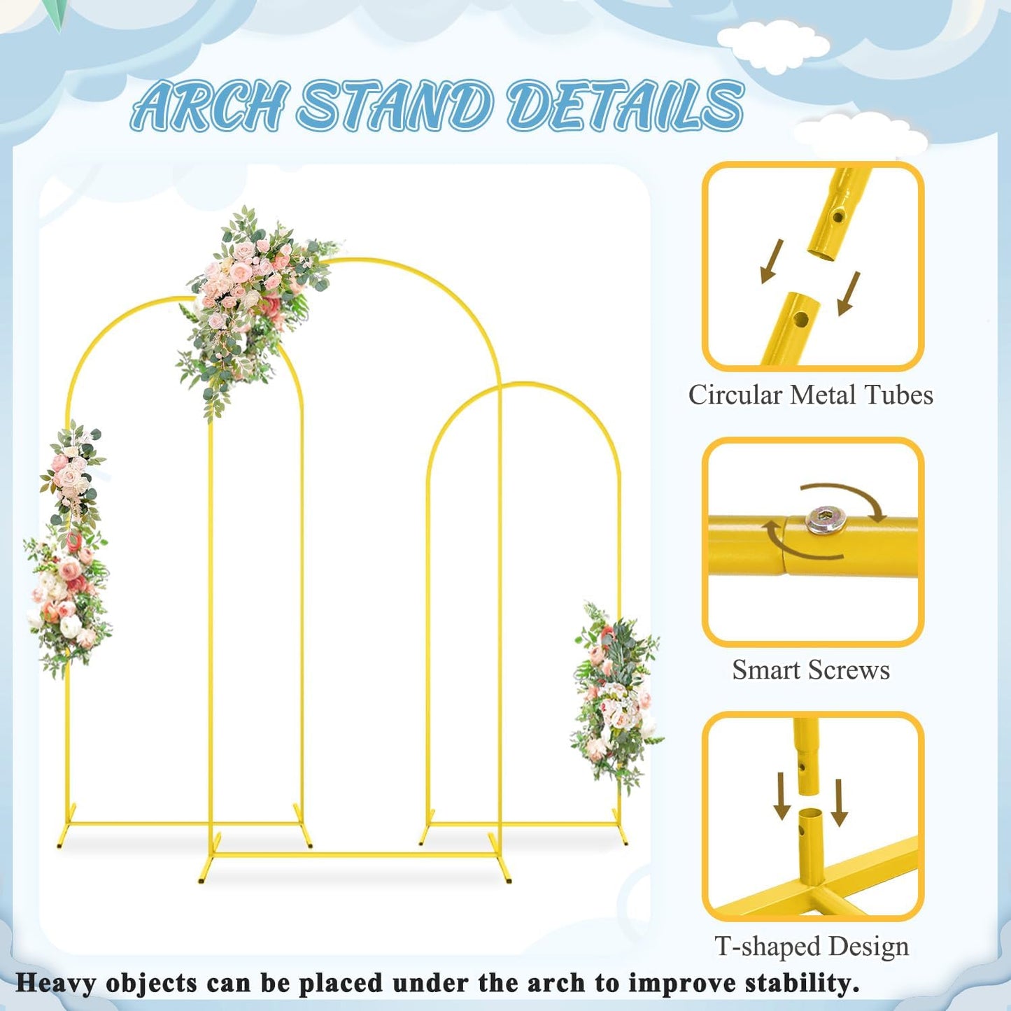 FOTSHARER Arch Backdrop Stand and Cover Set (7.2FT, 6.6FT, 6FT) Metal Wedding Arch Stands Ivory Spandex Cover for Arched Backdrop Background Arches Stand with Cover for Wedding Party Anniversary Decor