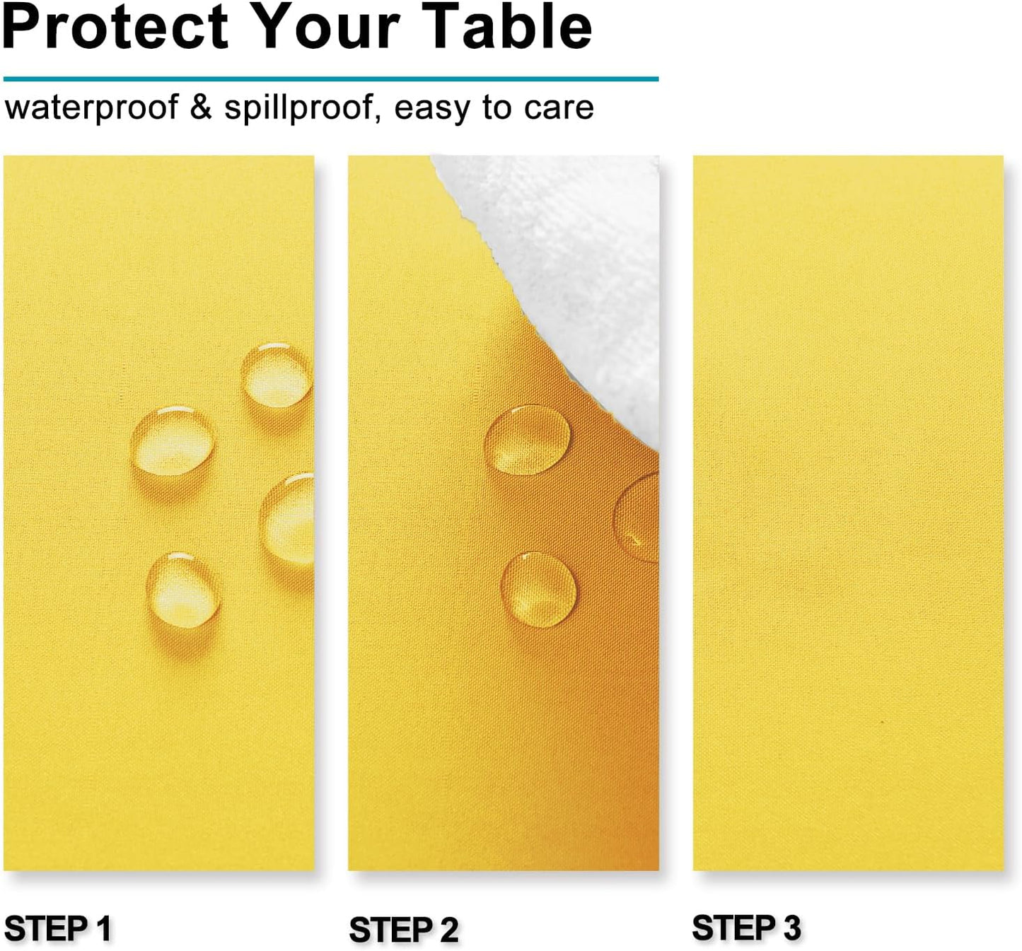 Hiasan Yellow Square Tablecloth - Spillproof and Waterproof Washable Table Cloth for Dining Room Kitchen Camping, 54 x 54 Inch