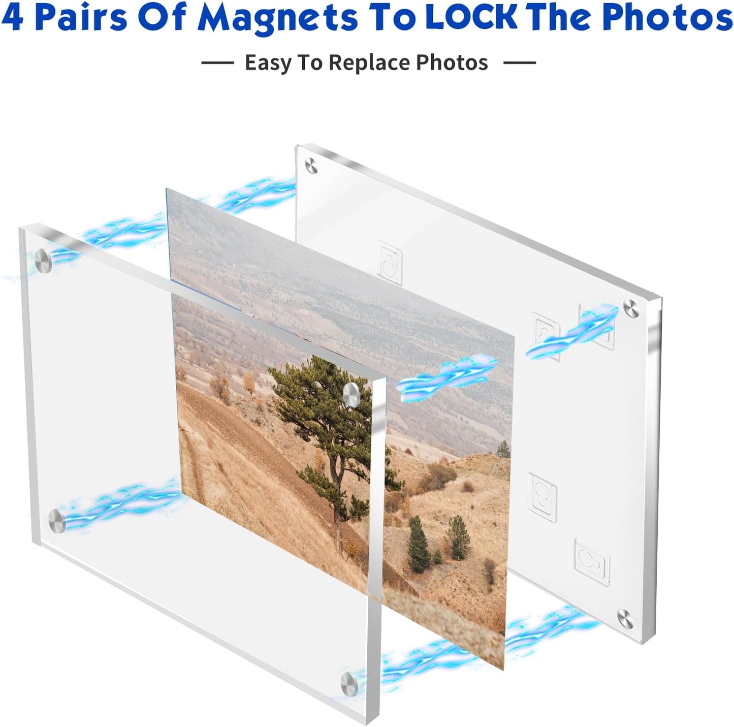 11X14 Acrylic Floating Picture Frame for Wall Mount, Clear Magnetic Photo Frame for Kids Artwork,Certificates Documents Frames for Family,Office,Wedding