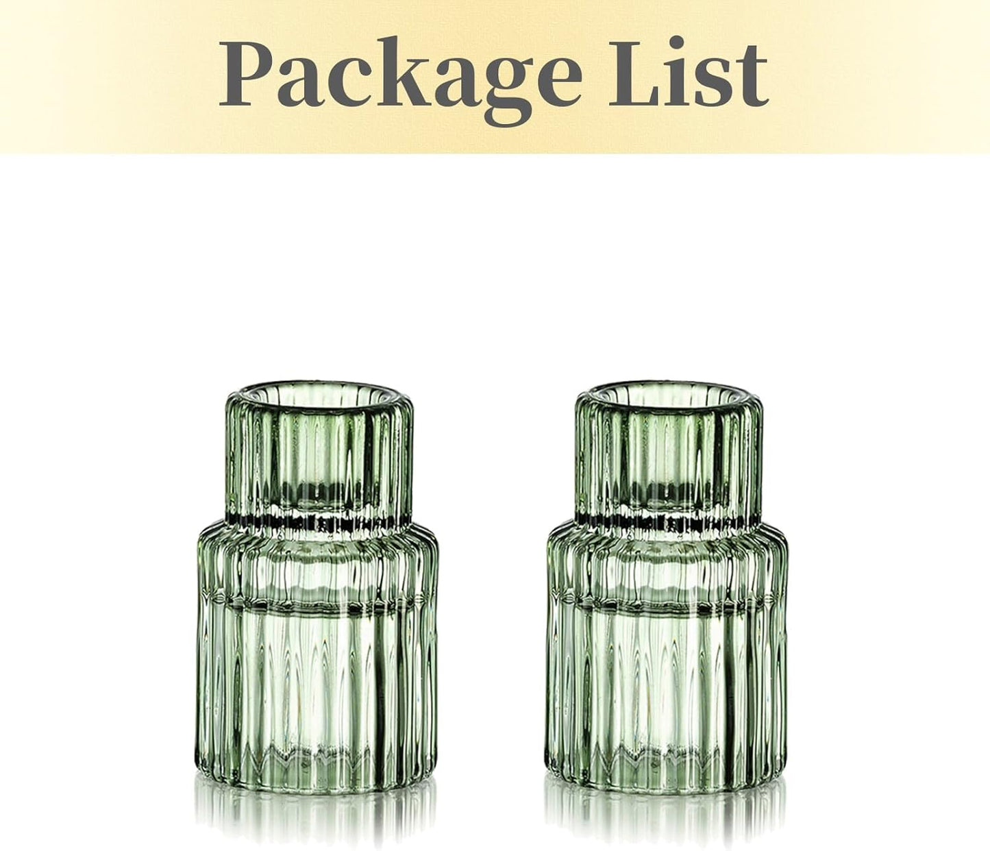 Hewory Glass Taper Candle Holders: 2PCS Green Vintage Candle Holder Candlestick Holders Bulk, Ribbed Glass Candle Holder Candle Sticks Holder Decor for Table Centerpiece Wedding Christmas Home Decor