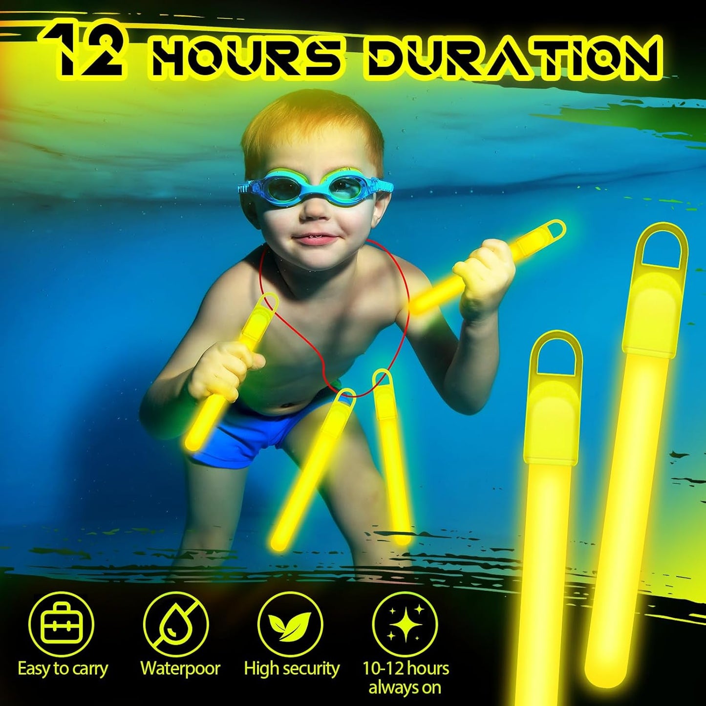 Lewtemi 50 Set 4'' Glow Sticks Bulk, Hallowee Glow in The Dark Party Supplies, Emergency Light Sticks with Lanyard, for Birthday, Light up, Neon, Halloween Theme Party Favors