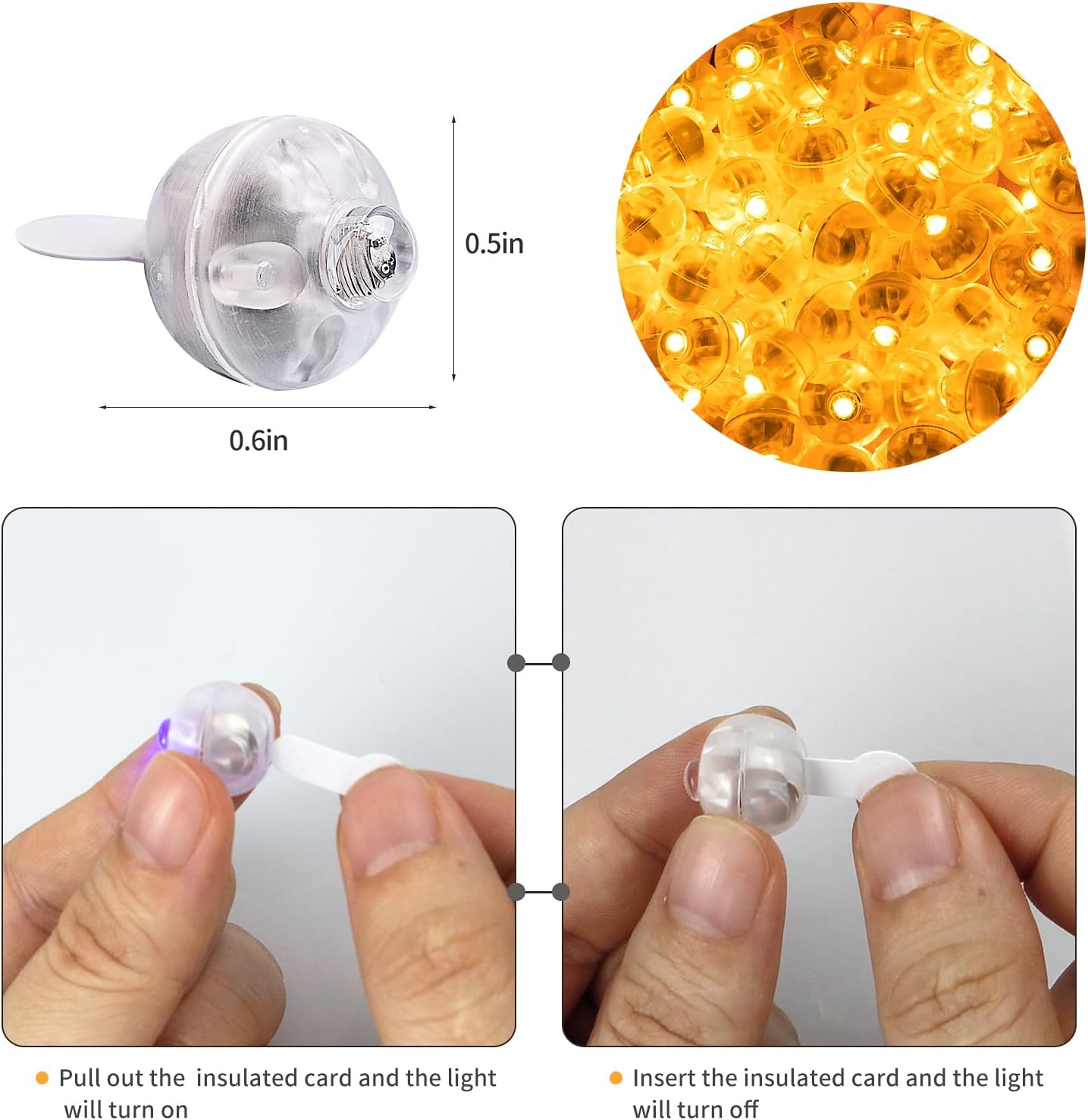 Aogist 200pcs Orange Balloon Light,Long Standby Time Waterproof Mini Ball Light,Round LED Flash Lamp for Paper Lantern Balloon Party,Wedding,Birthday,Festival,New Year and Christmas Decorative