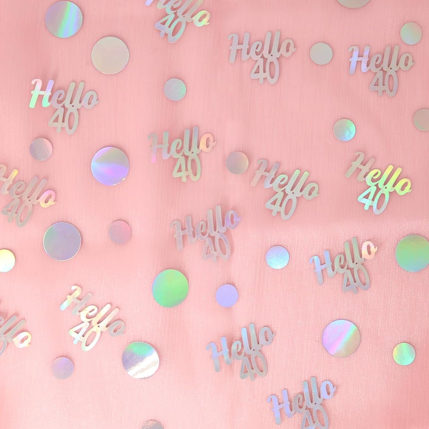 40th Birthday Confetti for Table Iridescent Birthday Party Decorations for Her Circle Dots Hello 40 Women Forty Years Old Birthday Table Scatters Decor Anniversary Party Supplies 300PC