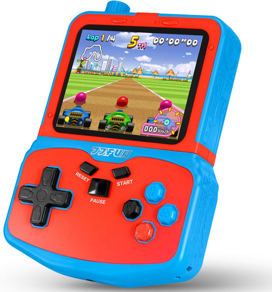 Portable Video Game Console for Kids, 220 Built-in Classic Retro Games, Handheld Plug & Play Player with 3.5'' IPS Screen, Rechargeable Travel Toy Birthday Gift for Boys & Girls- Blue