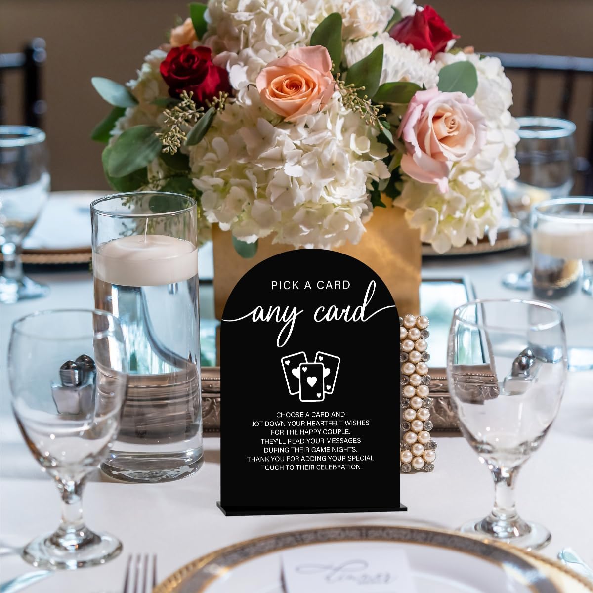 Acrylic Wedding Sign Pick A Card Sign for Wedding Wedding Signs for Ceremony Modern Calligraphy Arch Acrylic Table Top Sign for Wedding Reception and Event Party Table(black）