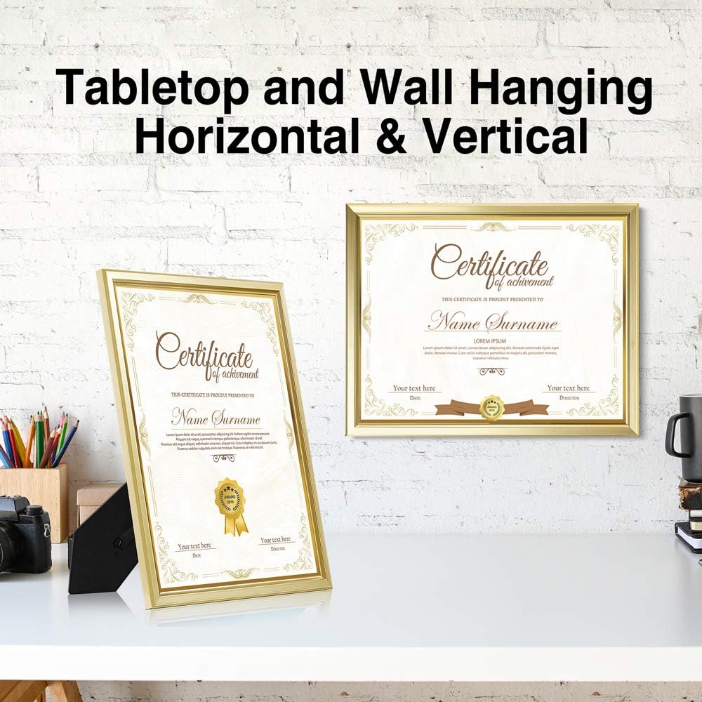 LaVie Home 8.5x11 Picture Frames (12 Pack, Gold) Simple Designed Photo Frame with High Definition Glass for Wall Mount & Table Top Display, Set of 12 Classic Collection