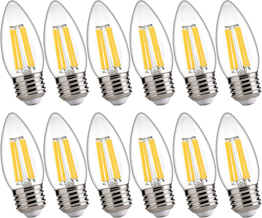 FLSNT 100W Equivalent LED Chandelier Light Bulbs E26 Base, 5000K Daylight Dimmable LED Candelabra Bulbs, 800LM, 12Pack UL,CA65 Listed.