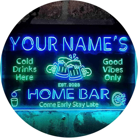 ADVPRO Personalized Your Name Custom Home Bar Beer Established Year Dual Color LED Neon Sign Green & Blue 24 x 16 Inches st6s64-p1-tm-gb