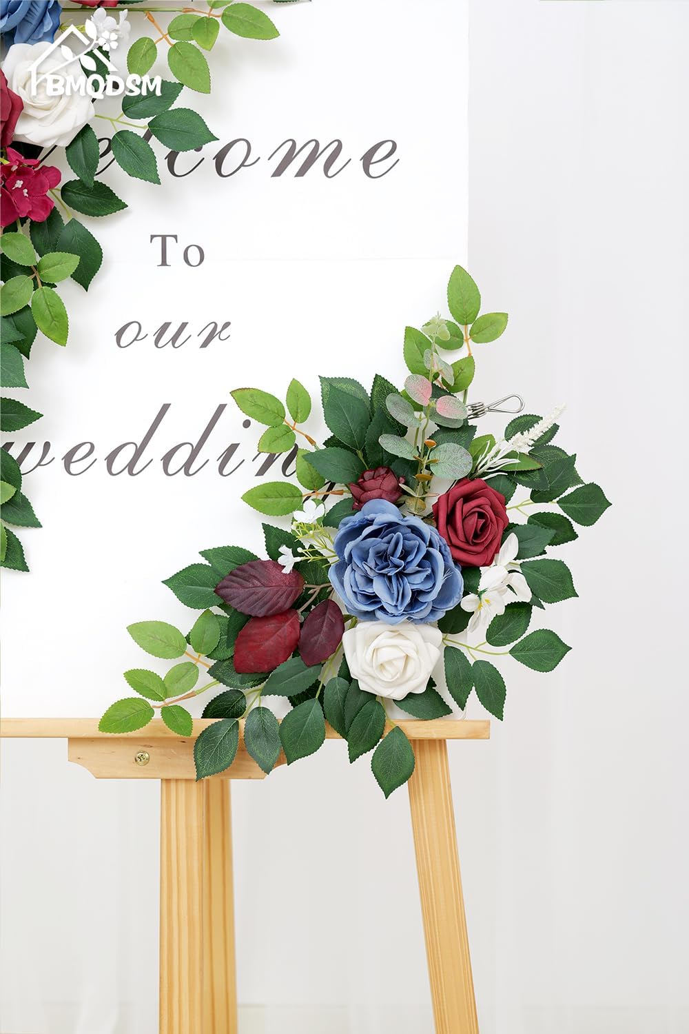 Pack of 2 Artificial Flowers for Backdrop Decoration, Wedding Arch Flowers,Reception Welcome Sign, Eucalyptus Garland, Suited to Aisle Decor and Wedding Arches(Red and Blue)
