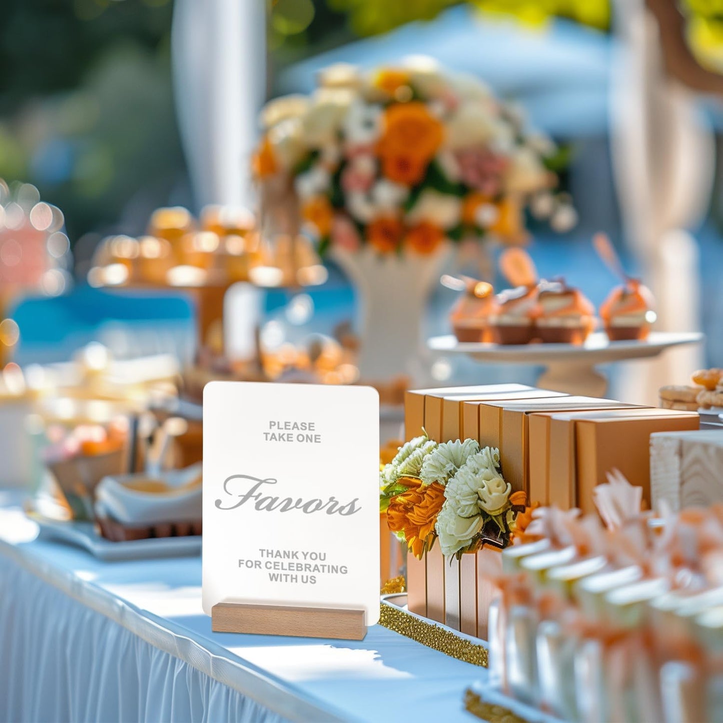 Frosted Blank Acrylic Sign with Wooden Stands - 10 Pack DIY Rectangle Customizable Sign Kit for Wedding Table Numbers, Restaurant Party Bridal Shower (6x8 Inch)