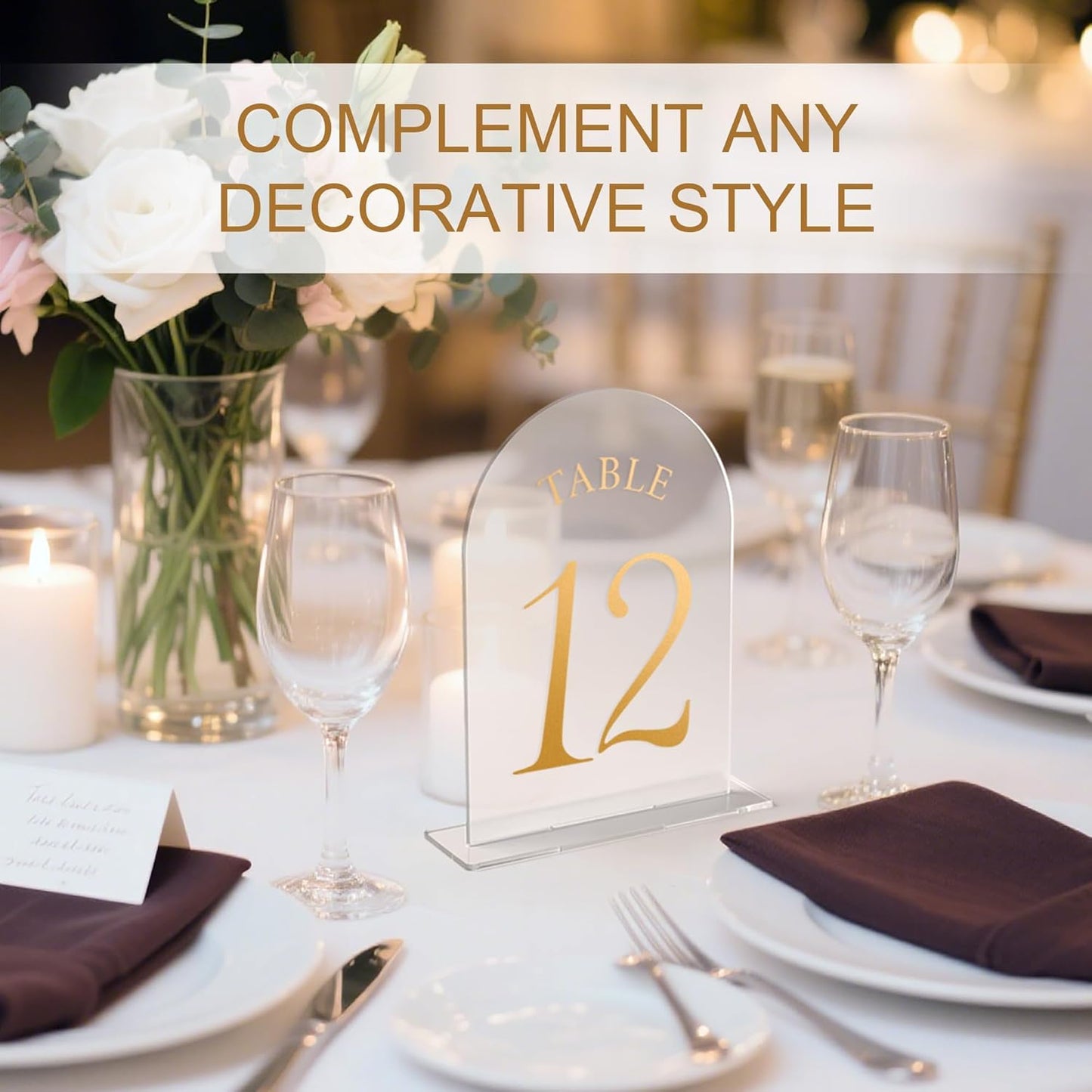 Wedding Table Numbers 1-30 Clear Acrylic Seating Number Signs for Weddings Reception Anniversary Party Decor Seat Number for Tables with Elegant Gold Lettering