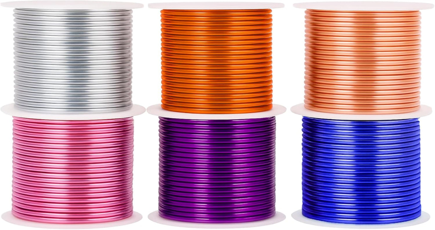 Mandala Crafts 13 Gauge Anodized Aluminum Craft Wire for Jewelry Making - 300 FT Colored Flexible Silver Copper Gold True Blue Purple Pink Wire - Bendable for Bonsai Armature Crafting Sculpting