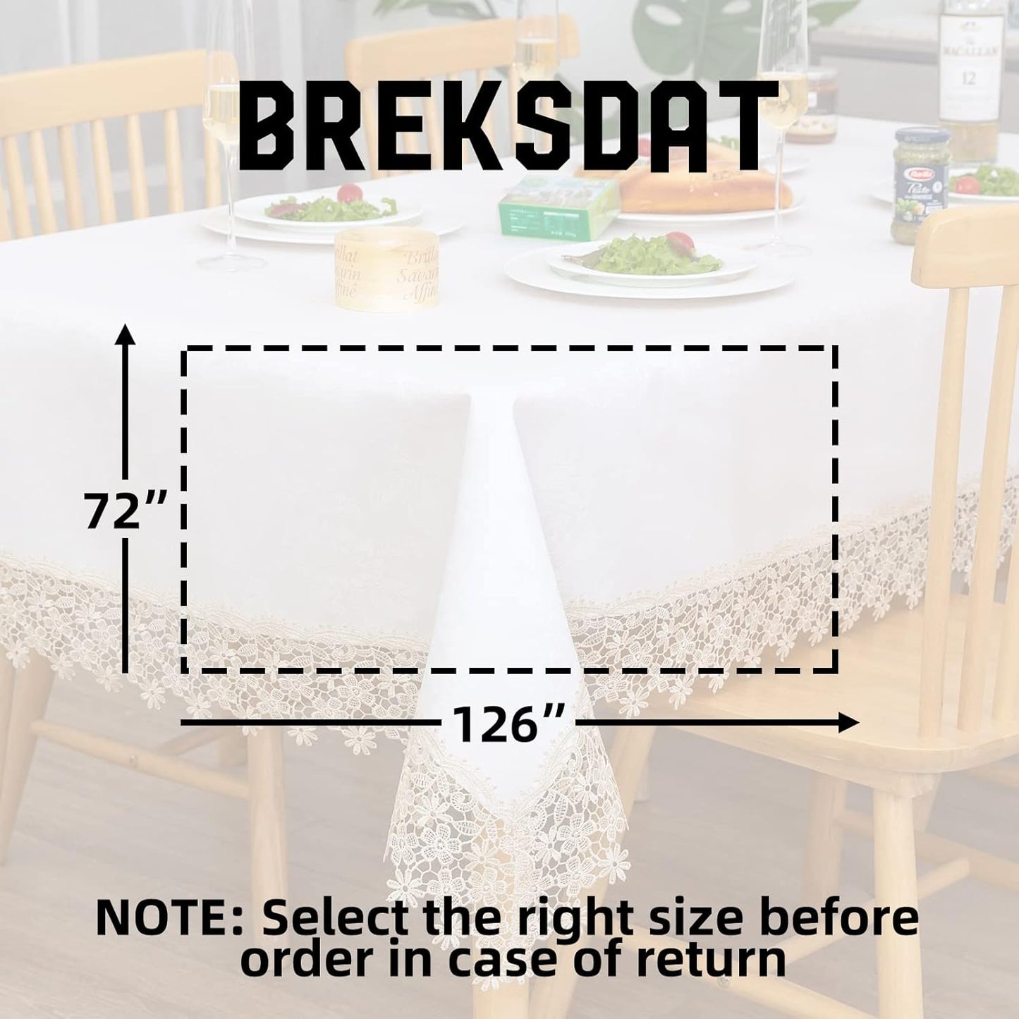 Beige lace Premium Rectangle Farmhouse Tablecloth Waterproof OilProof SpillProof AntiShrink Soft Wrinkle Resistant Decorative Fabric Table Cover Kitchen Dinning Party Wedding Banquet