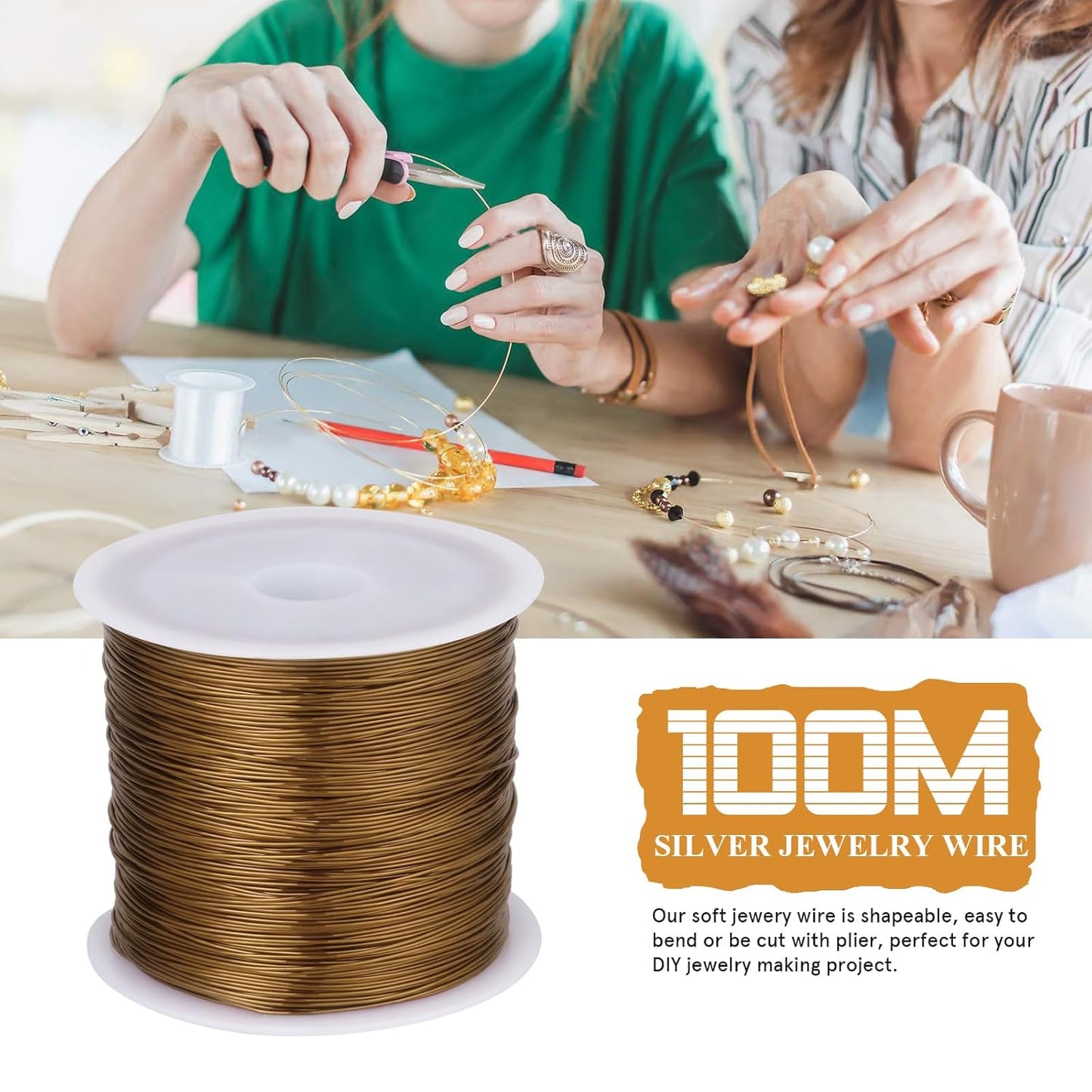 328FT Jewelry Wire 26 Gauge Tarnish-Resistant Copper Beading Wires Roll Bulk for DIY Crafts Jewelry Making, Antique Bronze