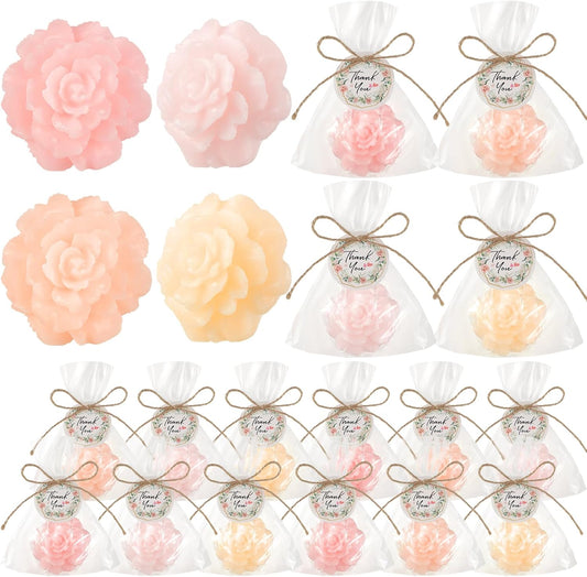 Demissle 20 Set Flower Mini Soaps for Guests Rose Soap Baby Shower Soap Favors with Thank You Tags for Wedding Bridal Guest Gift Party Favor(Light Pink)