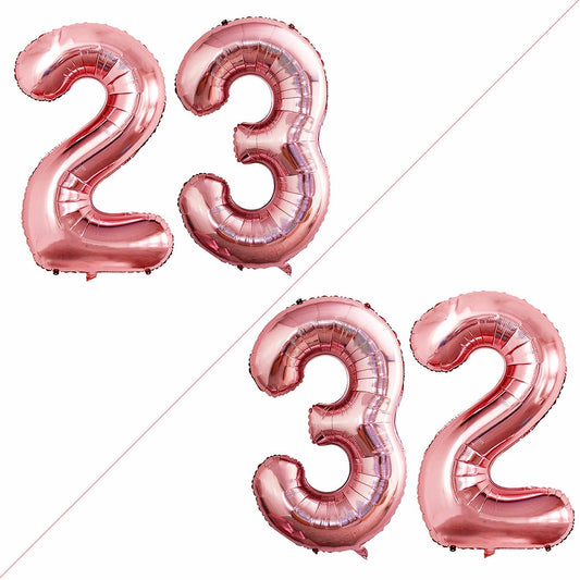 GOER Number 23 Balloons for 23rd Birthday Party Decorations,42 Inch Jumbo Foil Helium 32 Balloons for 32nd Birthday Party Decoration (Rose Gold)