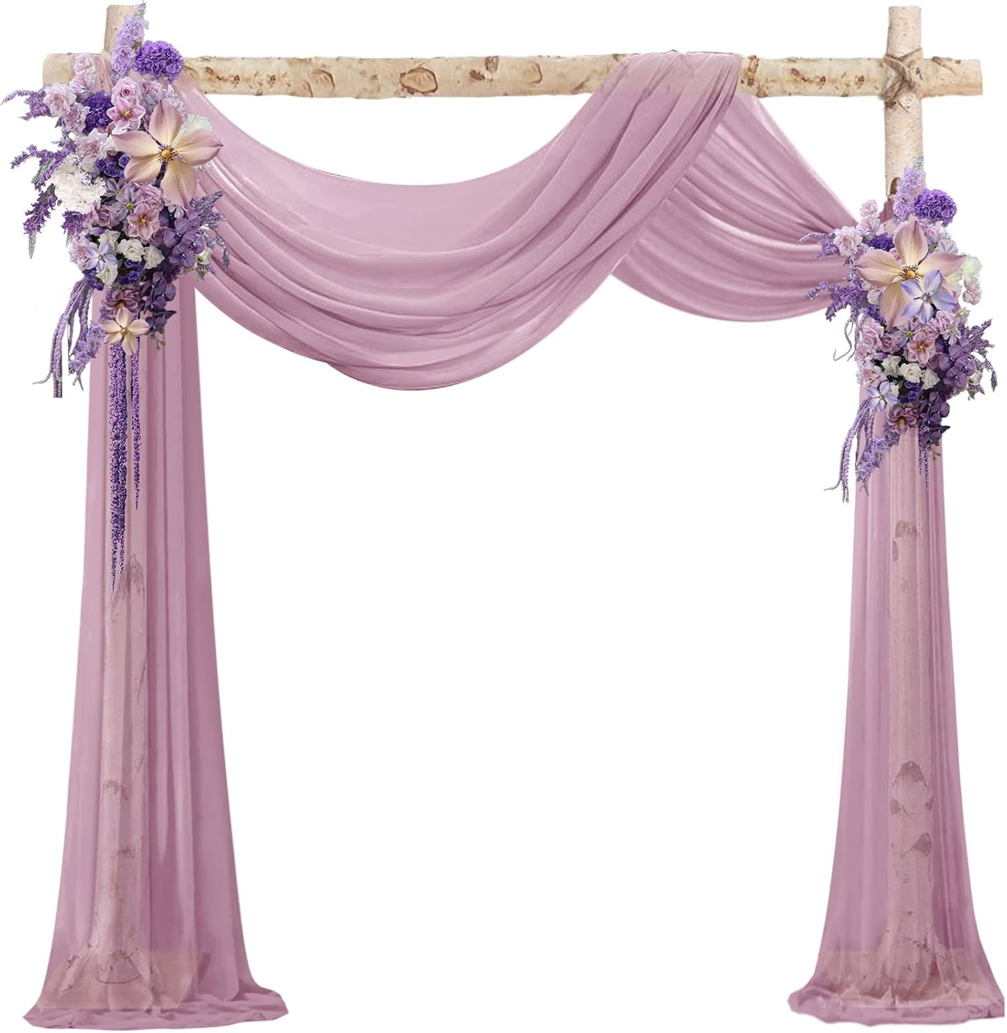 VOK Wedding Arch Draping Fabric Chiffon Fabric, 29in x 18Ft Sheer Chiffon Outdoor Curtain for Wedding Ceremony Birthday Party Decoration (Dusty Rose,1 Panel)