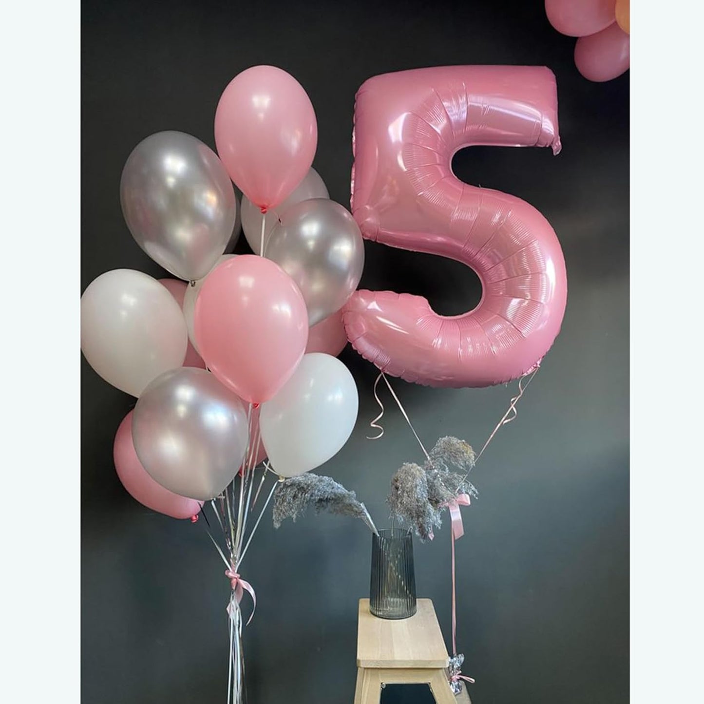 Light Pink 5 Number Balloons 40 Inch Big Foil Helium Number Balloons 0-9 Jumbo Pastel Pink Digital 5 Happy 5th 15th 50 th Mylar Birthday Party for Girl Anniversary Graduation Party Decoration