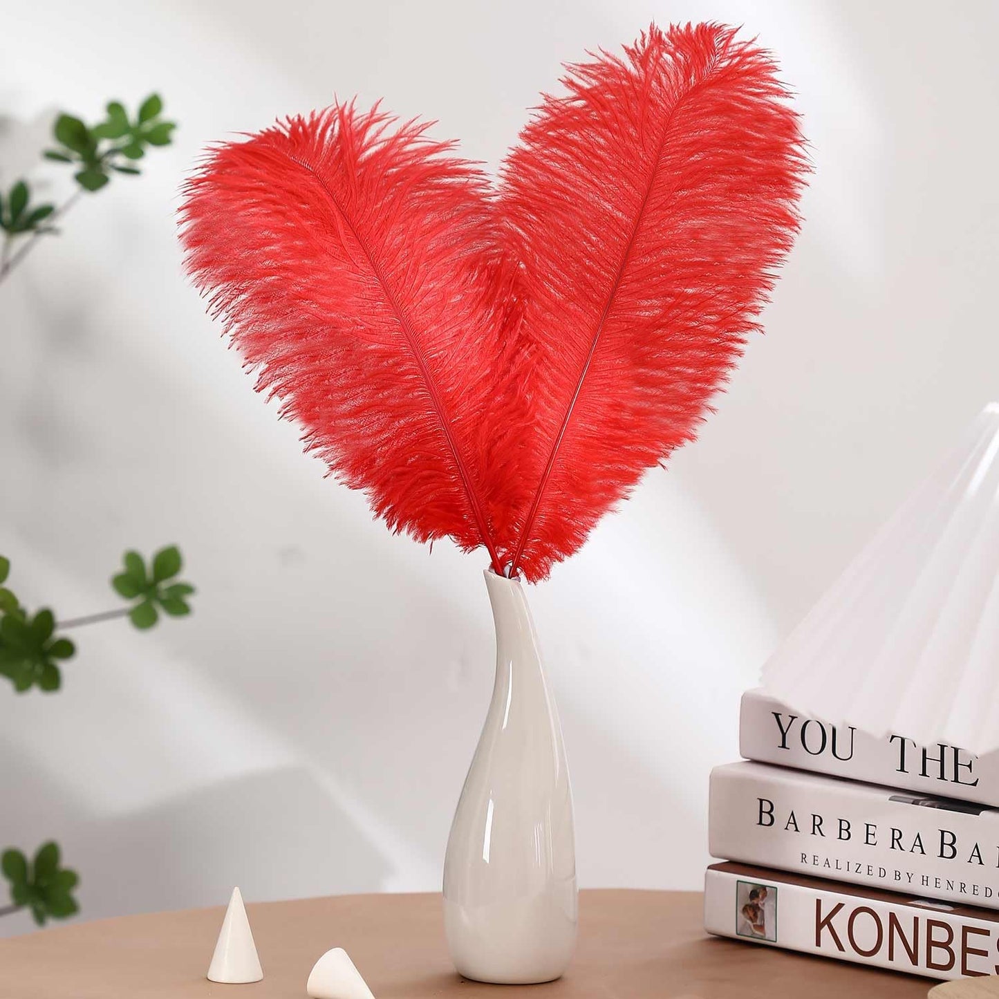 YAKRUNA 30PCS Red Ostrich Feathers Bulk 12-14 Inches for Centerpieces for Wedding Birthday Gatsby Party, Decorative Plumes for Vase & Table & Christmas Tree Decor (30-35cm, Red)