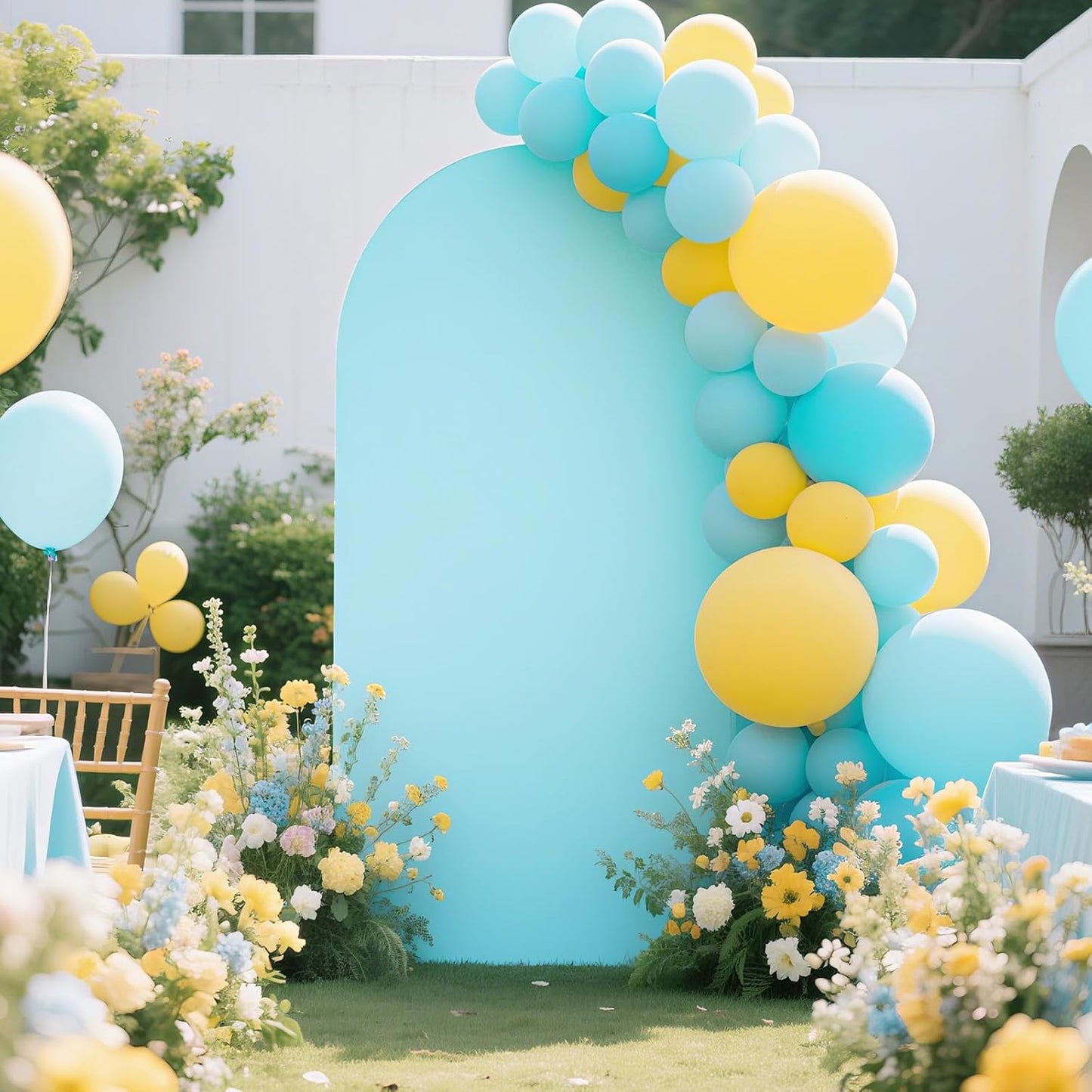 Ledido Wedding Arch Backdrop Cover 6FT Arch Covers Fitted Stretchy Spandex Round Top Stand Backdrop Cover for Wedding Banquet Ceremony Birthday Party Baby Shower Event Decoration,Blue