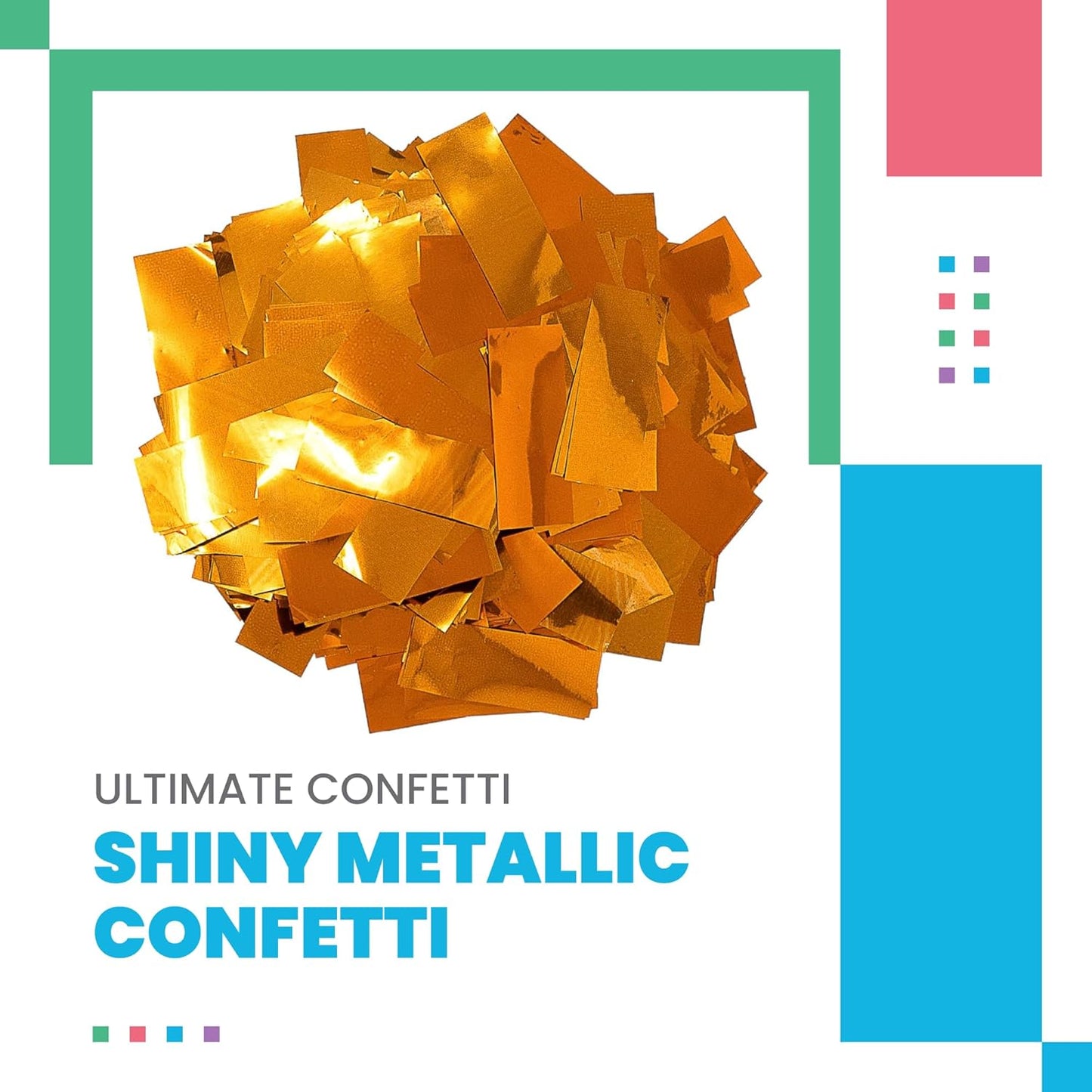 Shiny Metallic Confetti Rectangles, Orange Color – Ultimate Confetti Fluttering Foil Paper for Confeti Cannon and Launcher Use, Table Decorations, and More (20 Handfuls per Bag, 1 lb)