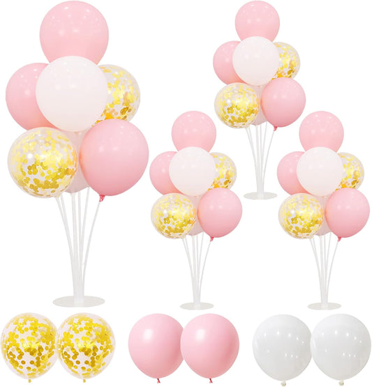 4 Balloon Stand Kit For Table Centerpieces Pastel Pink Balloons Holder Baby Shower Party Decorations