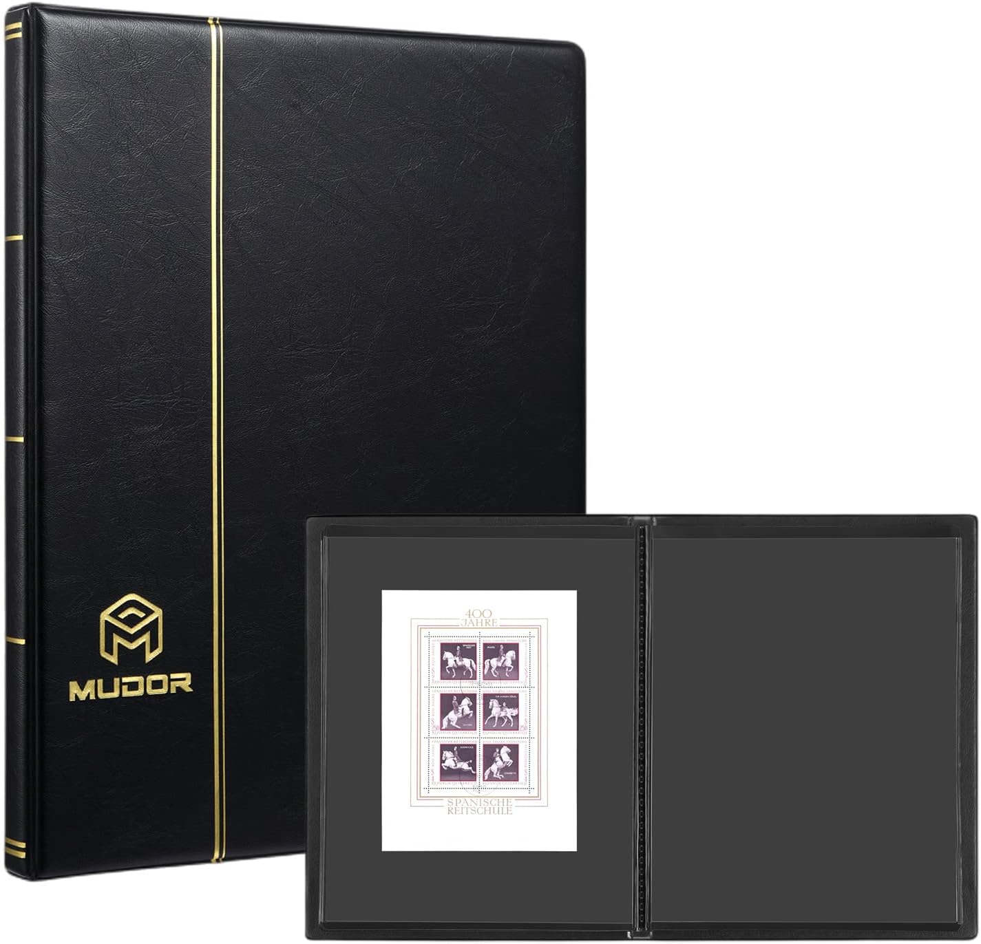 MUDOR Stamp Albums for Collectors, 1 Pockets Stamp Book for Collectors, 10 Sheets Stamp Stockbook, Black