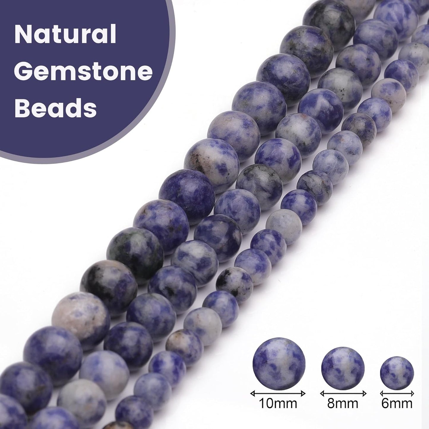 6mm Natural Stone Beads for Jewelry Making,Blue Sodalite Polished Smooth Round Gemstone Beads for Bracelet Necklace 15 Inch