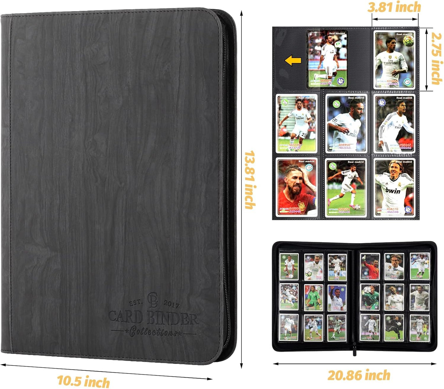 Trading Card Binder, Card Collection Binder Album Folder with 540 Side Loading Pockets, 9 Pocket Trading Card Album Folder for TGC,MTG, Baseball Cards, Yugioh.