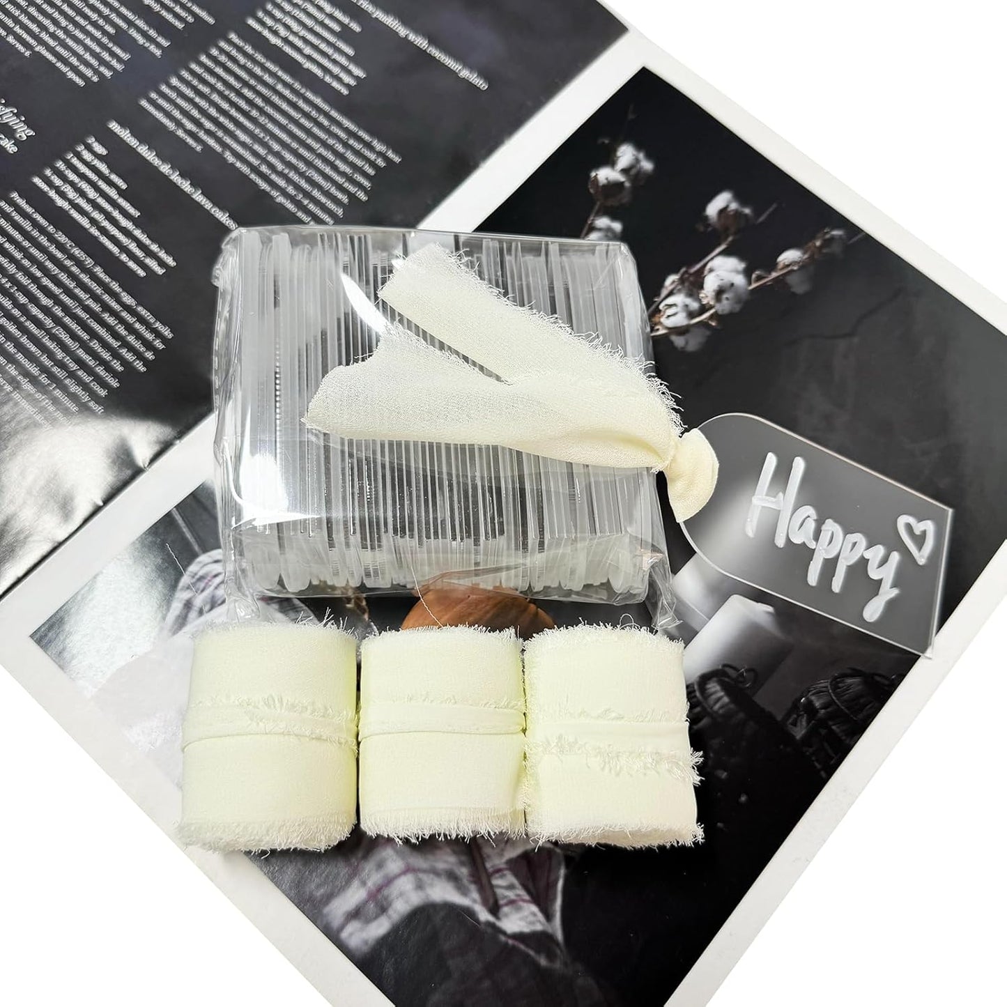 50Pcs Acrylic Place Card for Wedding Frosting Acrylic DIY Table Seating Cards Wedding Supplies with White Ribbon