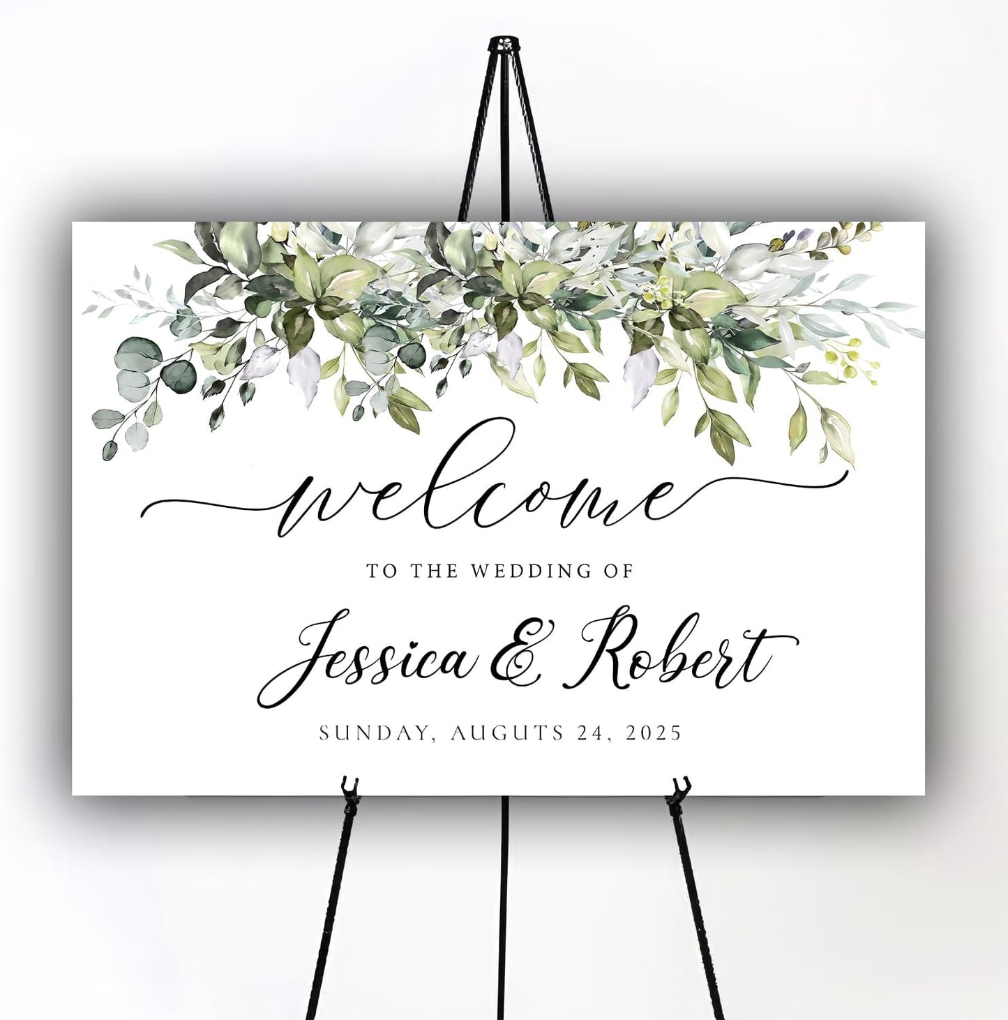 Personalized Wedding Welcome Sign, Welcome To Our Wedding Sign, Custom Design, Greenery Wedding Welcome Sign, Welcome To Our Wedding Sign, Wedding Rehearsal Sign, Greenery, Eucalyptus, Herbal,