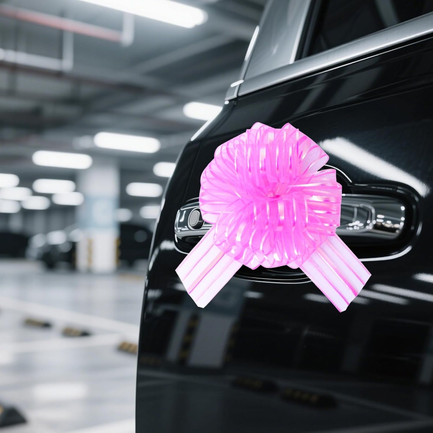 6 Pcs 6 Inch Pink Organza Pull Bow – Perfect for Wedding Decoration, Gift Wrapping Baskets, Car Bows, Birthday Parties, Christmas and Valentine's Day