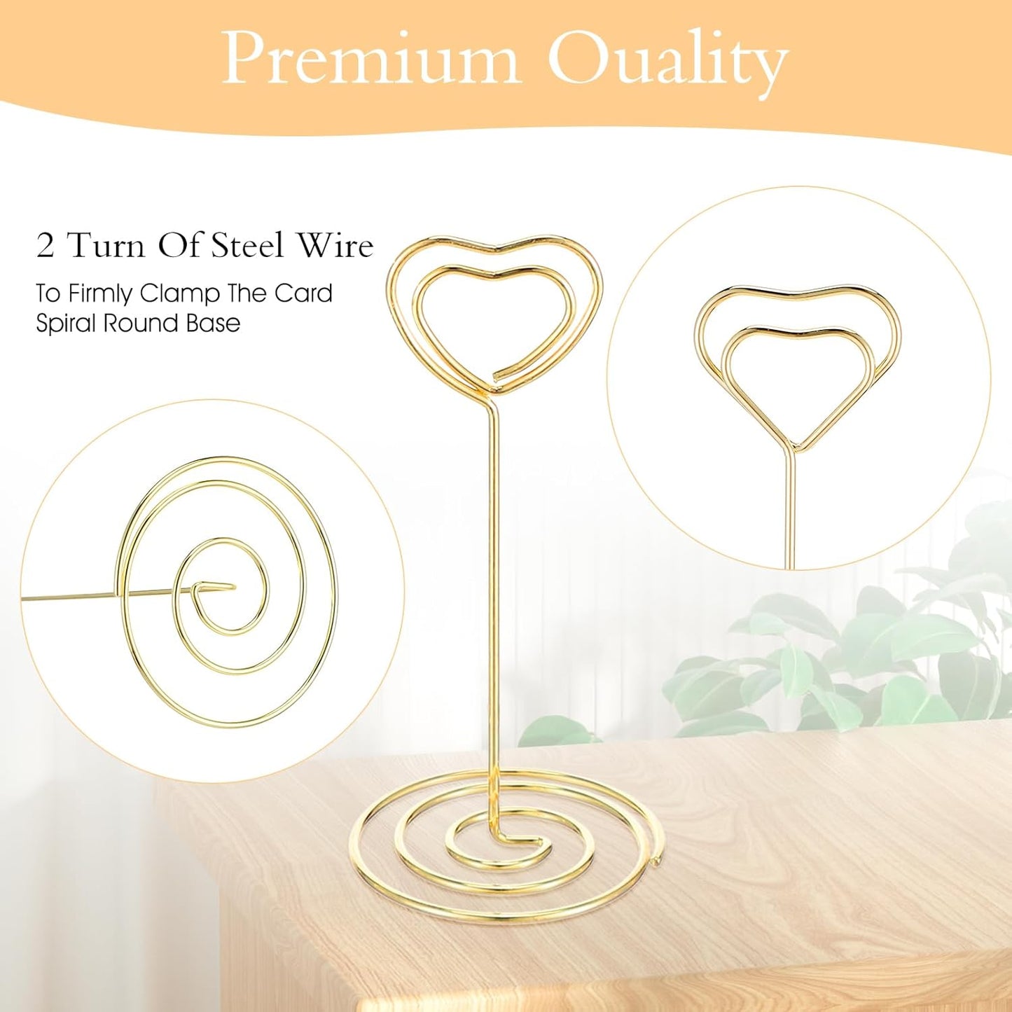 MAQUITA 36pcs Place Card Holder, Table Number Holders, Table Card Holders, Table Number Stands, Wire Table Picture Photo Holder with Heart Shaped Menu Memo Clips for Wedding Favors