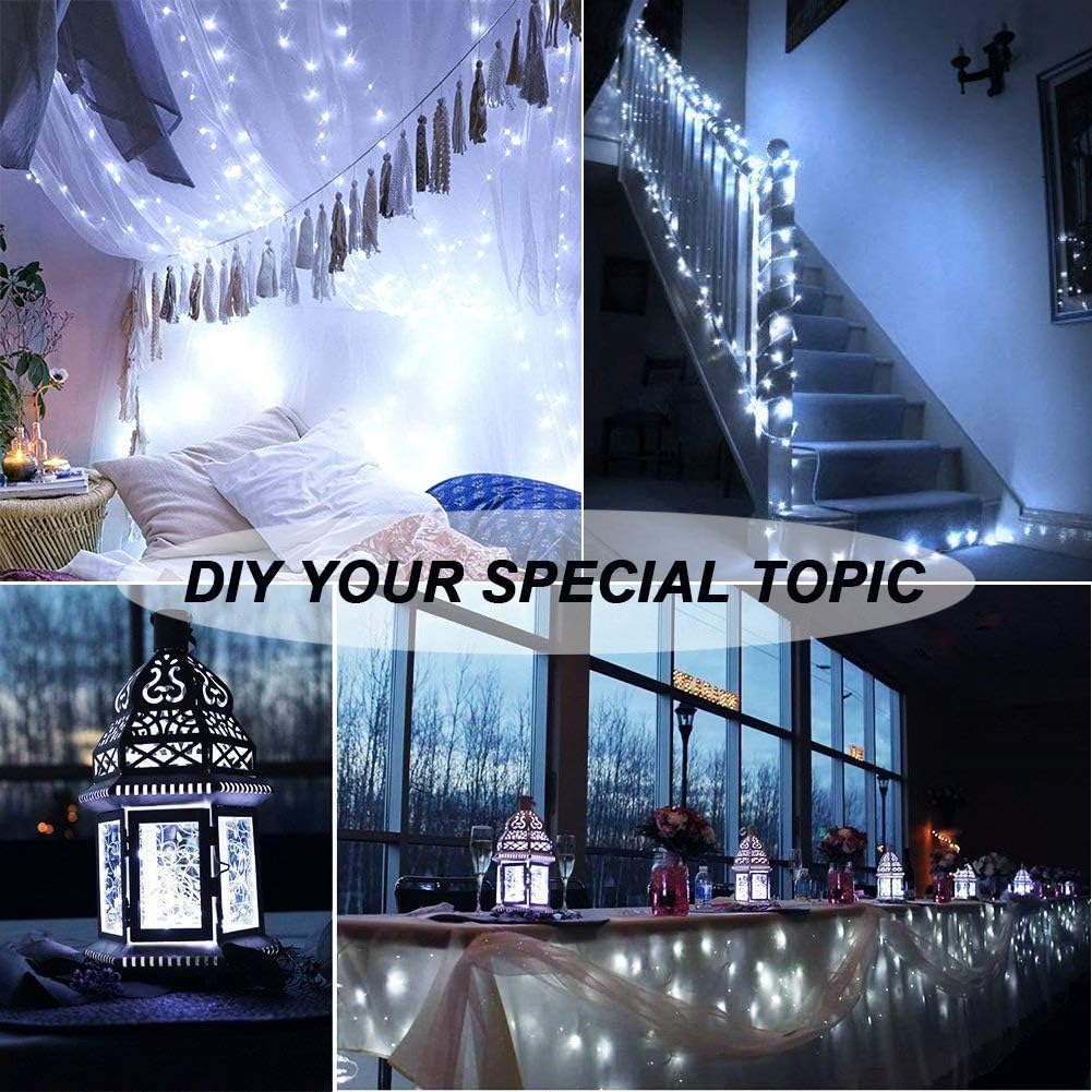 24 Pack Fairy Lights Battery Operated [3 Modes] 7ft 20 LED Mini Twinkle String Lights Waterproof Silver Wire Firefly Starry Lights for Wedding Party Mason Jars Christmas Decorations, Cool White