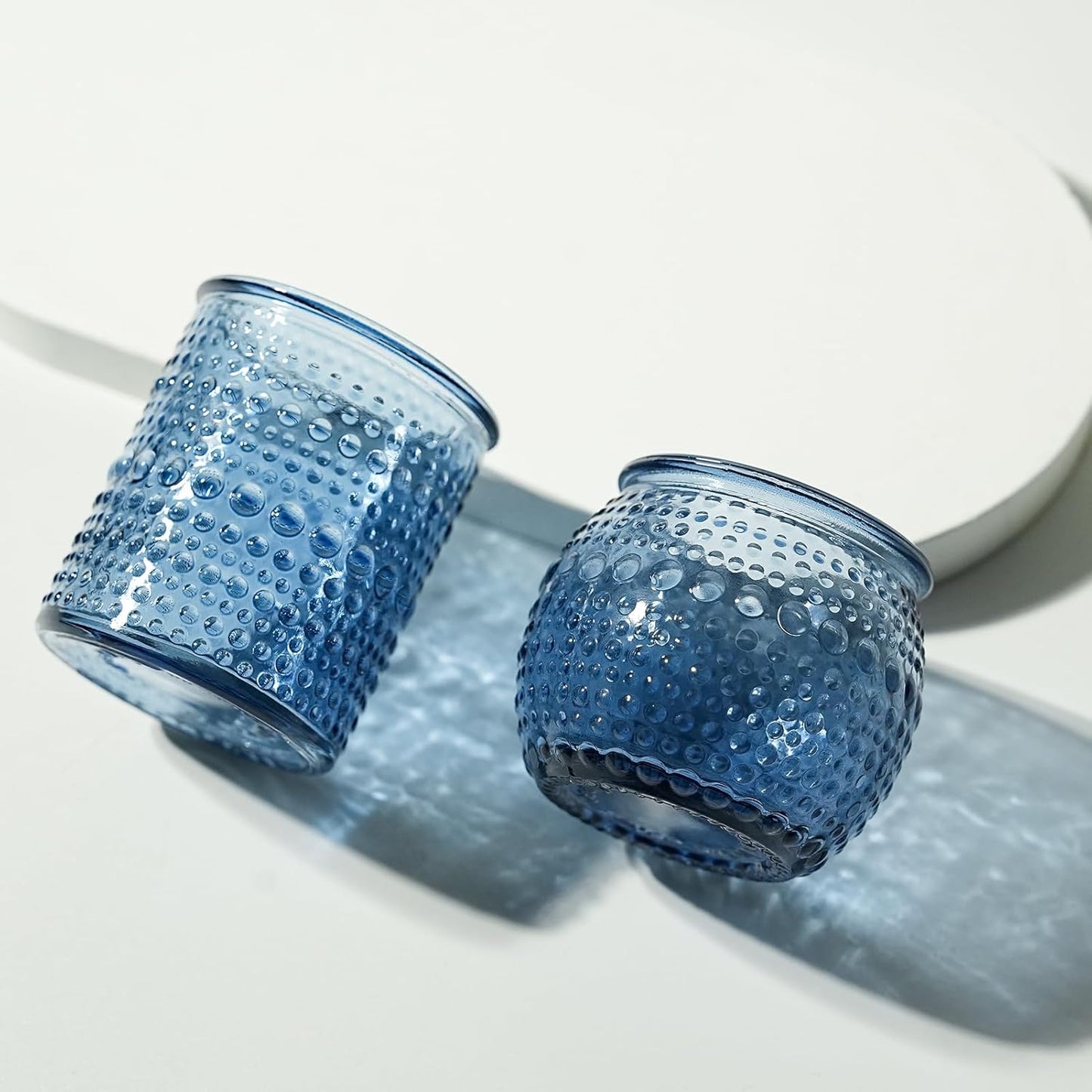 36pcs Votive Candle Holders, 2x2.5inchs Blue Elegant Glass Votives & Tealight Candle Holders for Wedding Centerpieces Party Decorations and Home Decor for Tables (Blue)