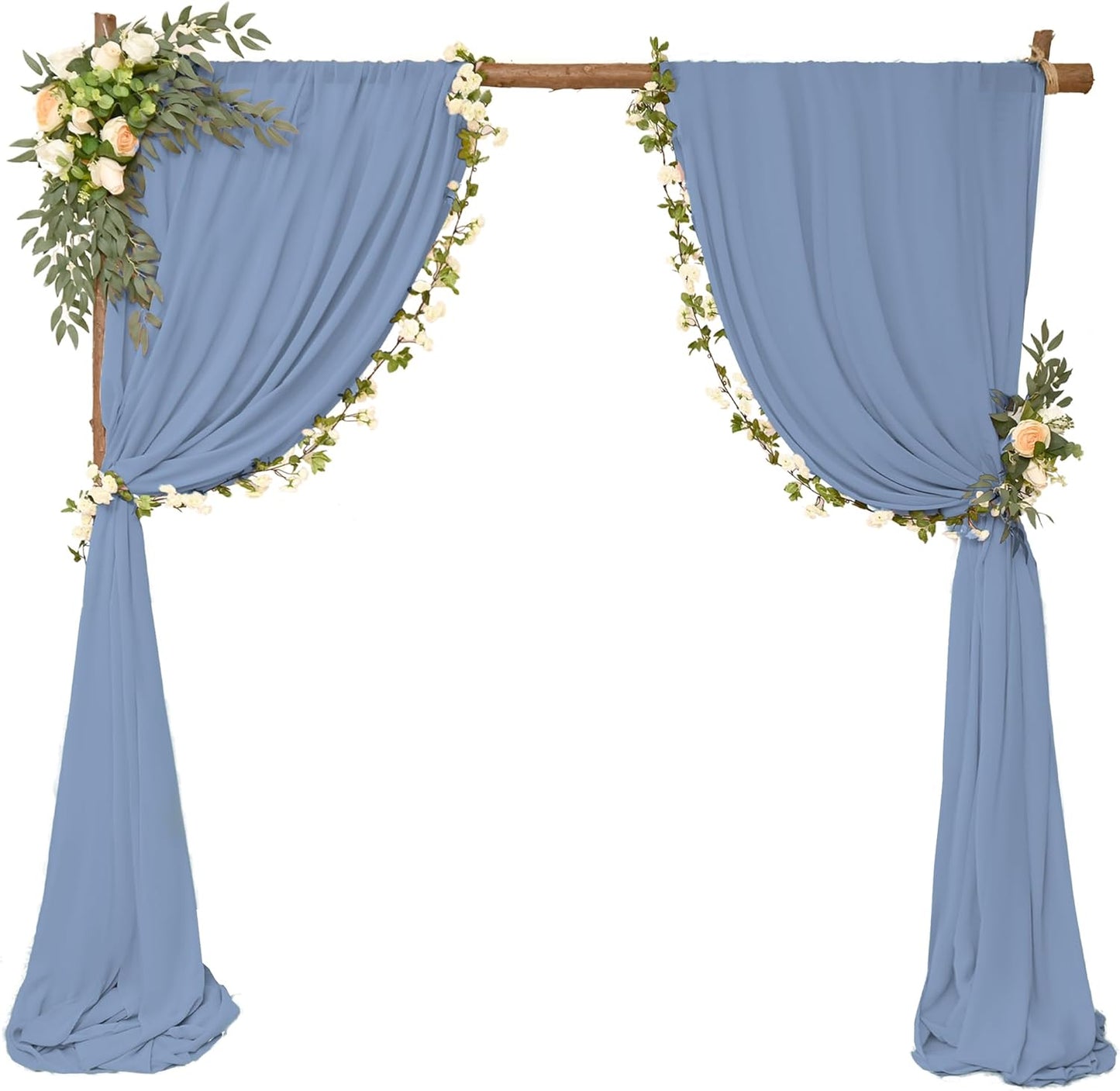 4 Panels Wedding Arch Draping Fabric 28" x 20Ft Wedding Arch Drapes Chiffon Fabric Drape Sheer Backdrop Curtain for Nuptials Party Ceremony Birthday Arbor Drapery Reception Ceiling Decor(Dusty Blue)