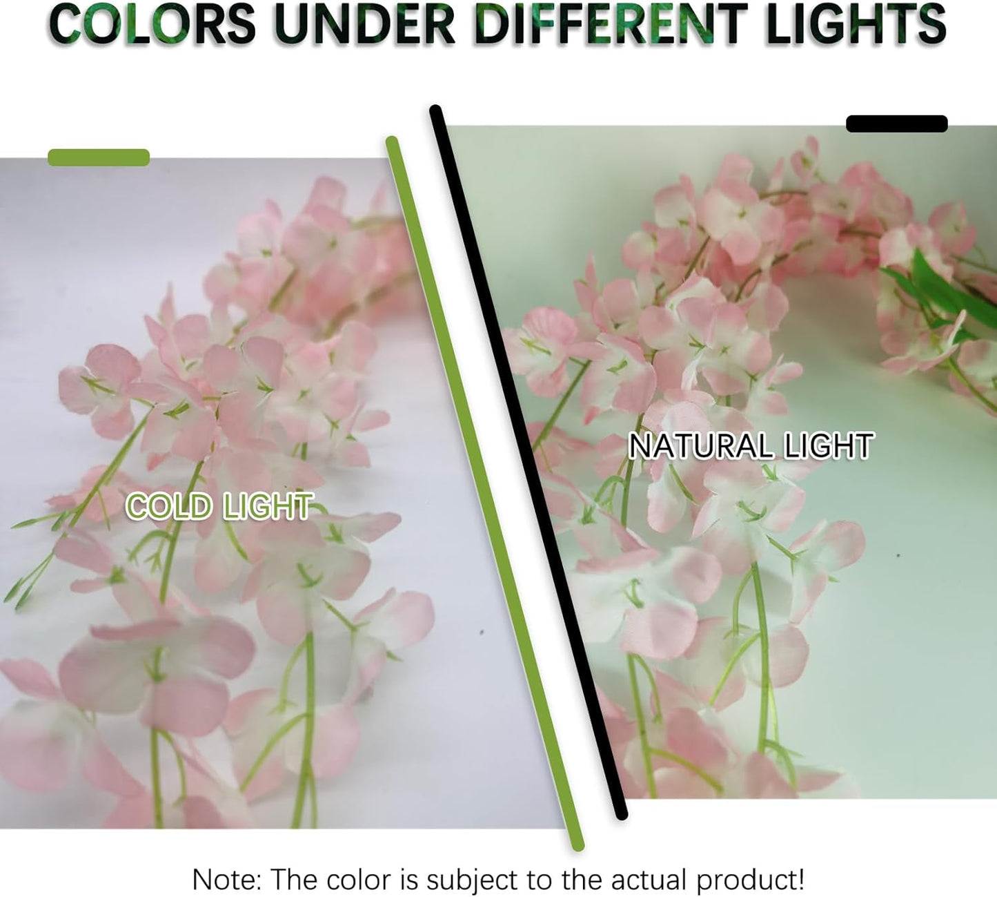 5 Pack Light Pink Wisteria Hanging Flowers Garland, 3.77 Feet Artificial Flower Vines, Fake Wisteria, Artificial Vines Hanging Garland for Backdrop Outdoor Yard Garden Decor