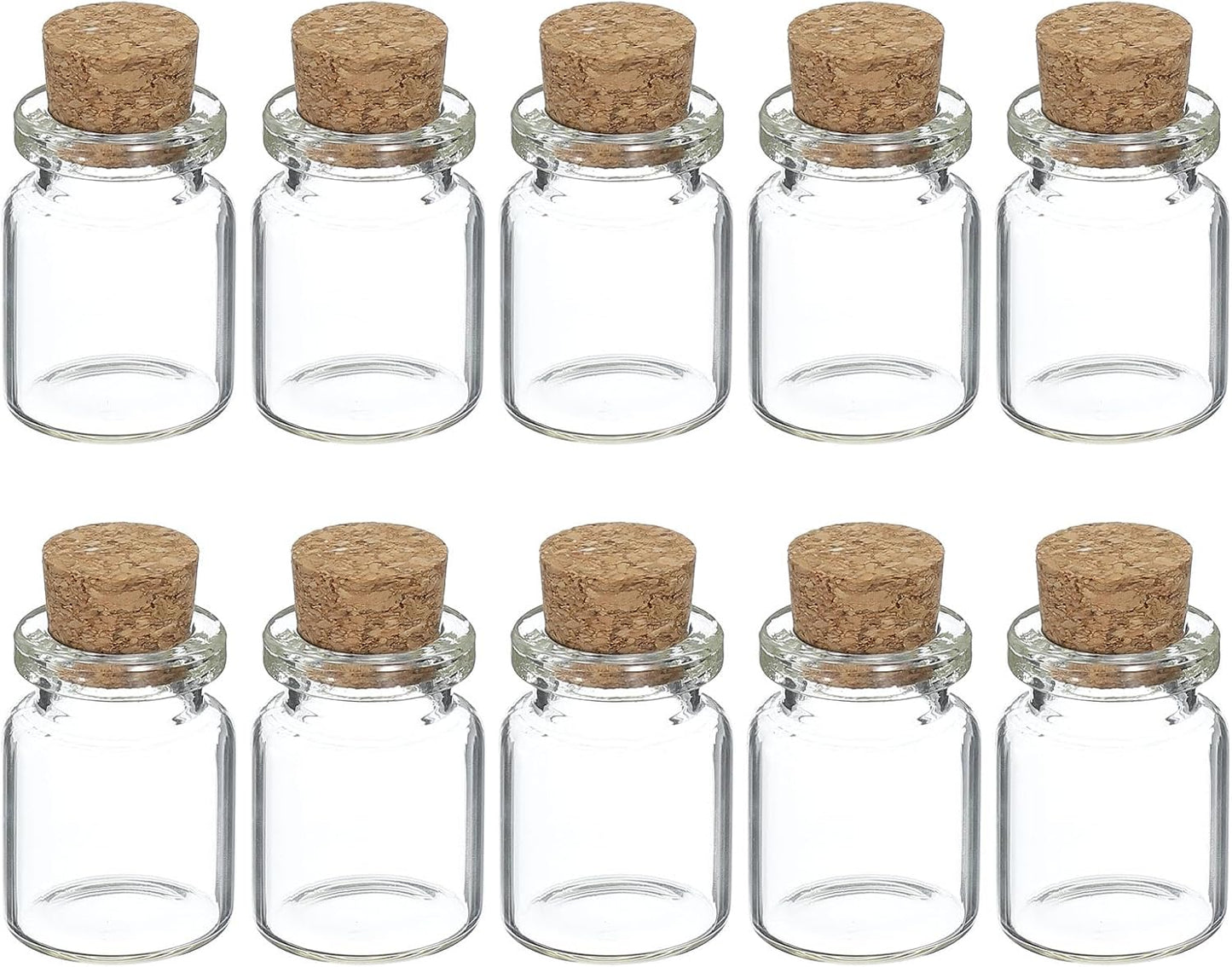 uxcell 10Pcs Mini Glass Bottles with Cork Stoppers, 5ml Small Clear Bottles Glass Empty Jars Vials for DIY Crafts Party Wedding Decor Favors