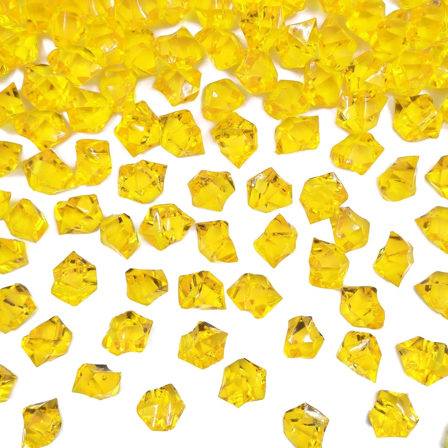 Yellow Vase Fillers for Home Decor, Fake Crushed Ice Cubes, Vase Fillers, 150 pcs Reusable Fake ice Cubes for Photography Accessories Props Decoration for Wedding
