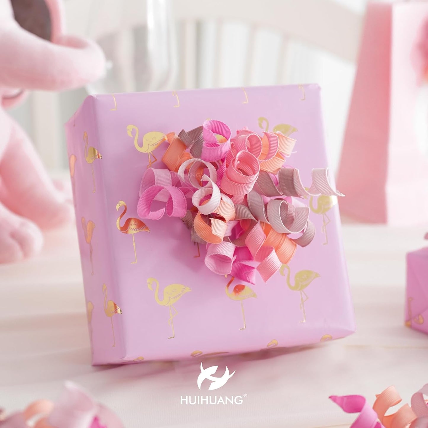 HUIHUANG Dusty Pink & Rose Bows for Gift Wrapping, Self-Adhesive Curly Ribbons for Presents, Wine Bottles, Treat Bags, Birthday & Wedding Favors - 6 Counts