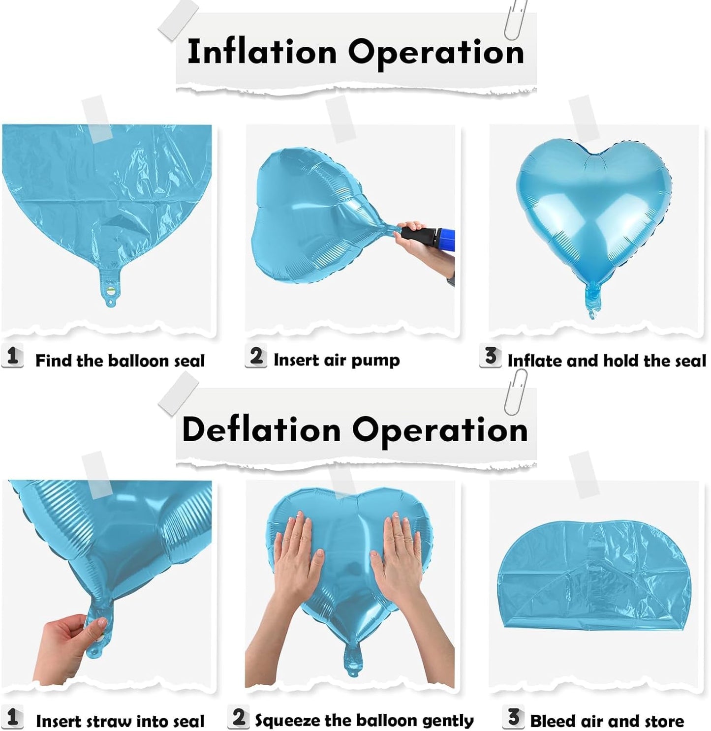 TAOYE Blue Heart Foil Balloons,18 Inch Royal Blue Heart Shape Mylar Balloons Dark Blue Light Blue Heart Foil Balloons for Celebration Anniversary Birthday Baby Shower Graduation Party Decoration