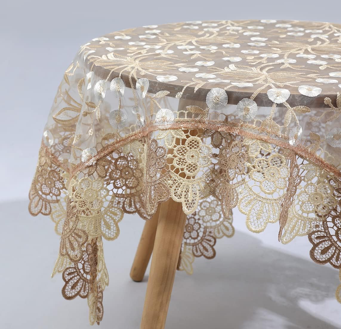 vctops Damask Lace Patchwork Tablecloth Luxury Square Small Table Cover Elegant Floral Embroidered Lace Table Cloth for Party Kitchen Dinning Picnic Decoration (Type H,22"x22")