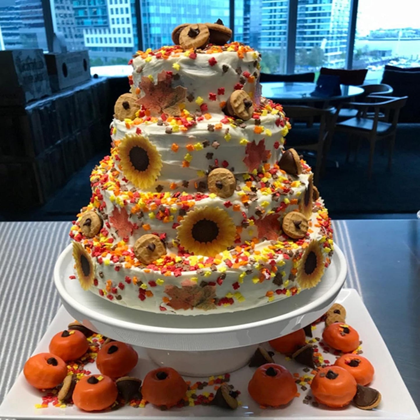 GEORLD Edible Cake Topper Wafer Sunflower Cupcake Decoration by Wafer Paper,36 Counts,Flat not 3D