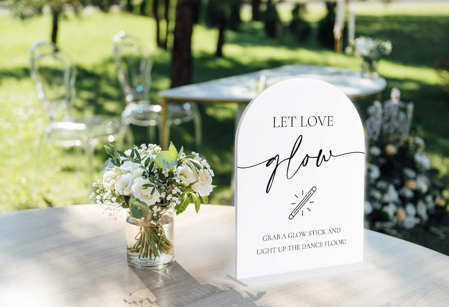 Let Love Glow Sign Wedding, White Arch Acrylic Sign, Wedding Dance Floor Props, Bridal Shower Decor, Engagement Party Decor, Centerpiece Table Decorations Party for Bride and Groom-18