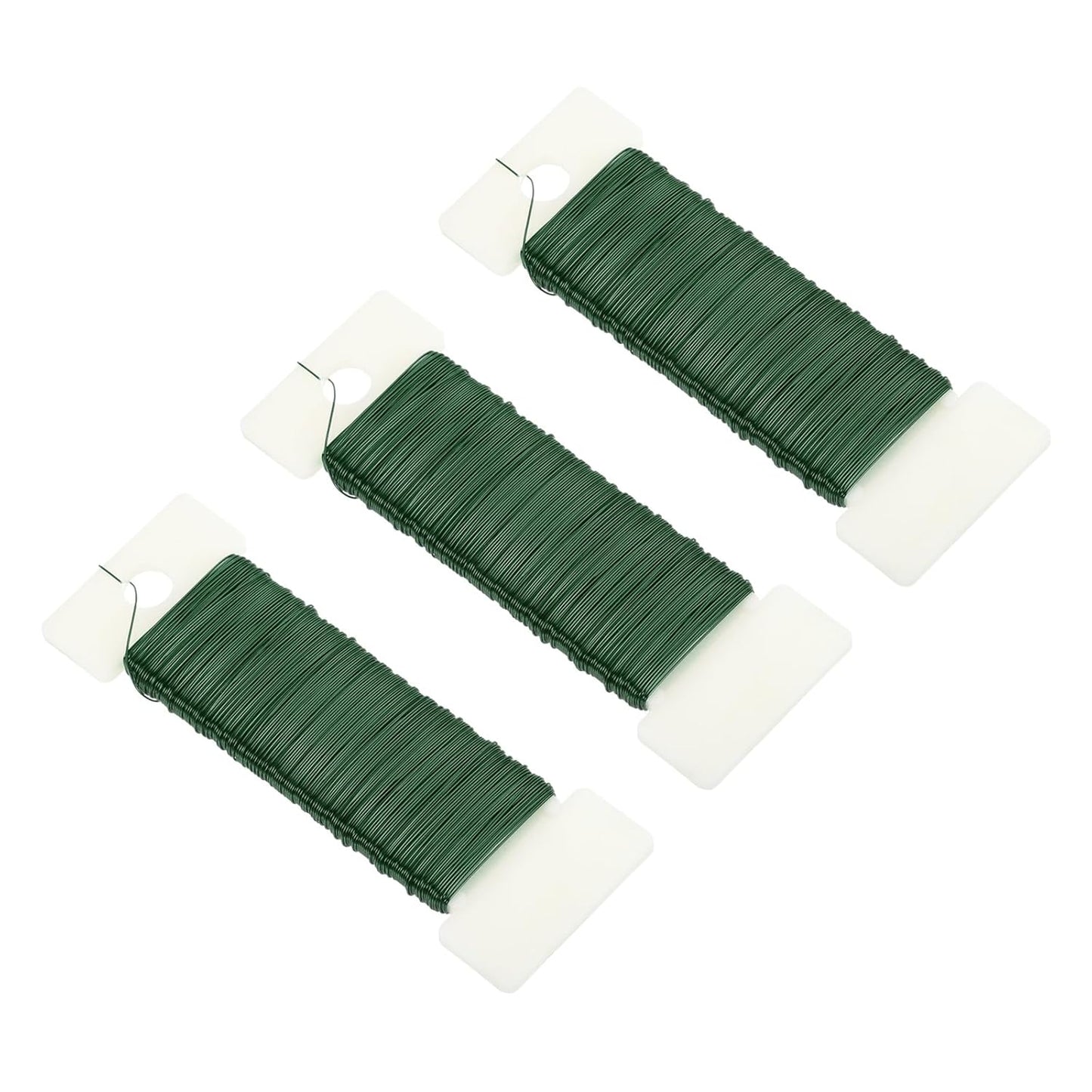 MECCANIXITY 114 Yards/345 Feet 27 Gauge Metal Floral Wire Green Flexible Paddle Thin Floral Wires for Craft, Christmas Wreath, Flower Arrangement, Wedding, Total 3 Roll