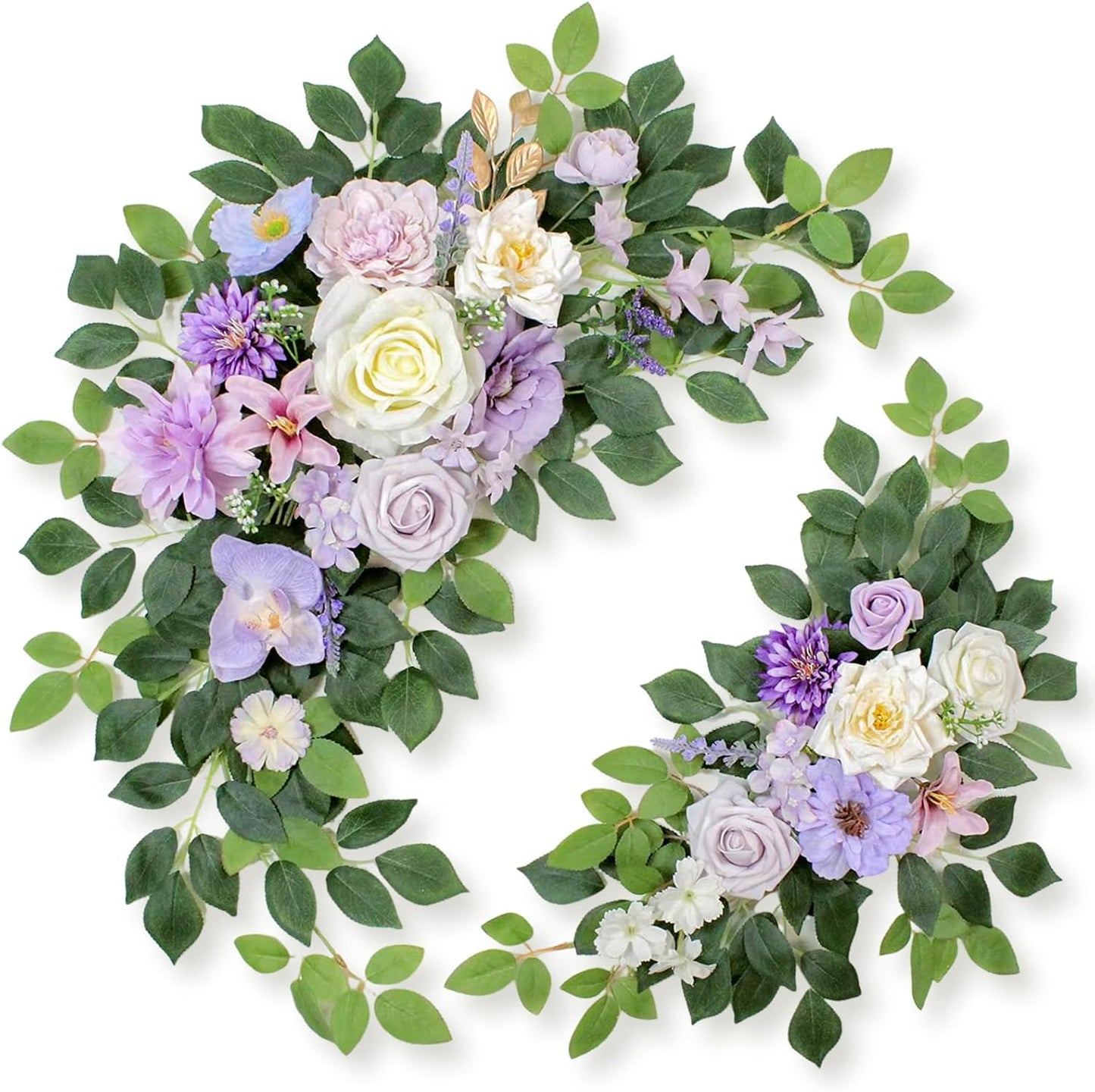 Pack of 2 Artificial Flowers for Backdrop Decoration, Wedding Arch Flowers,Reception Welcome Sign, Eucalyptus Garland, Suited to Aisle Decor and Wedding Arches（Purple）