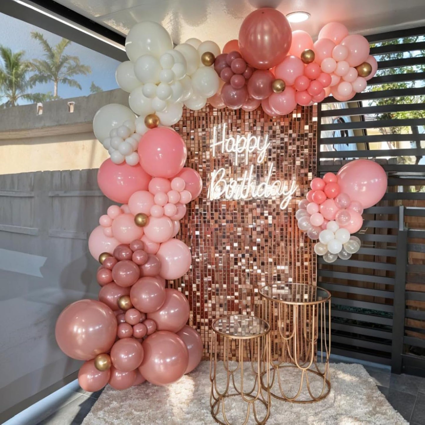 Dusty Pink Balloons, 60pcs Blush Pink Balloons, Double Stuffed Beige Balloon Pearl White Metallic Rose Gold Balloon For Girls Women Lady Birthday Baby Shower Party Wedding Bridal Shower Anniversary